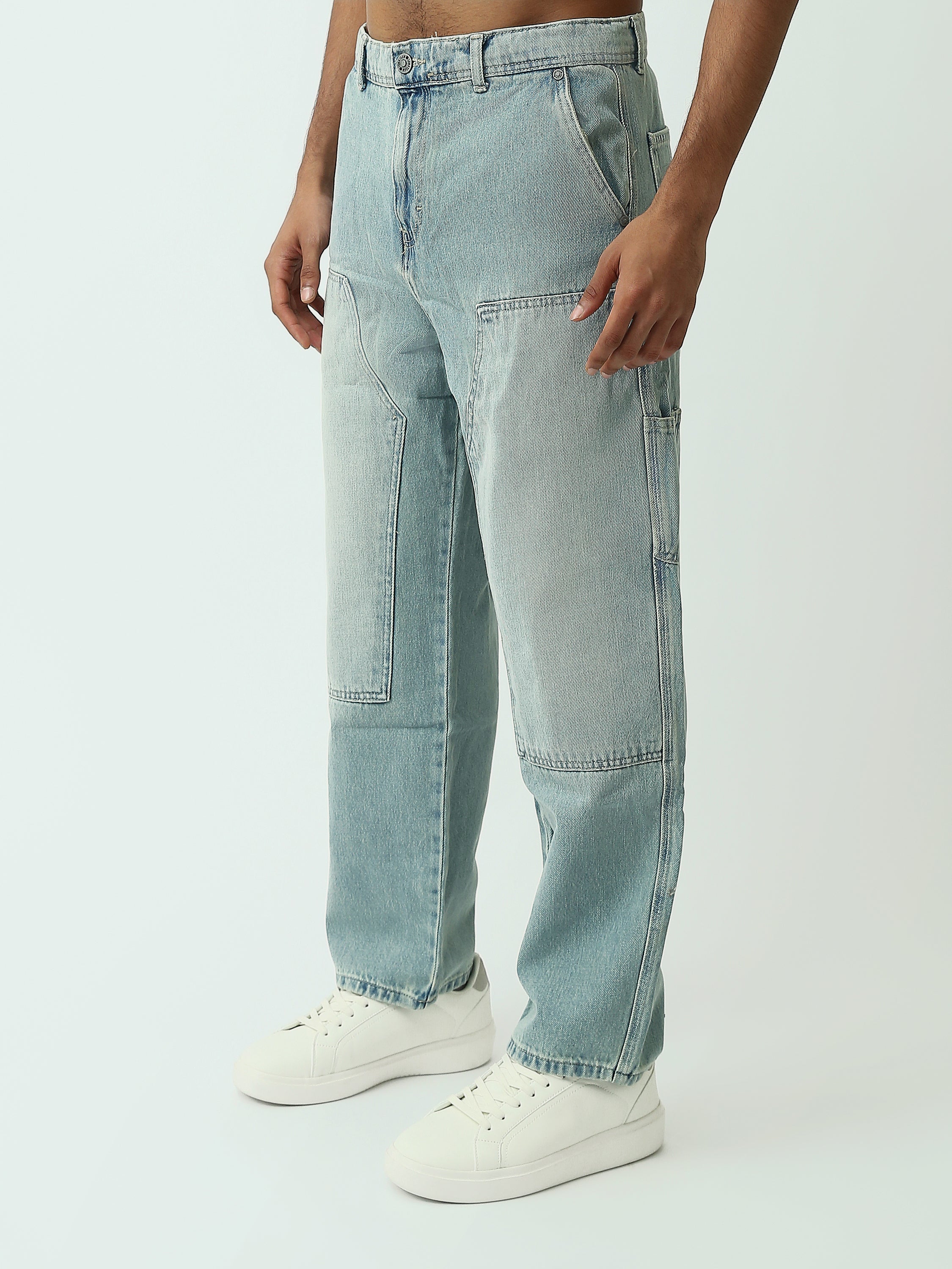 Jean Homme Loose Fit à Effet Délavé et Détails Usés - JNS25GBBP22145TM1