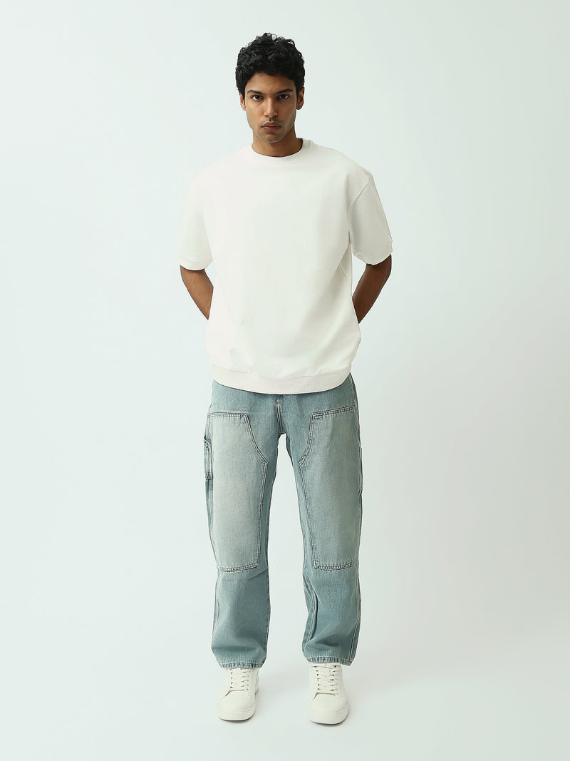 Jean Homme Loose Fit à Effet Délavé et Détails Usés - JNS25GBBP22145TM1
