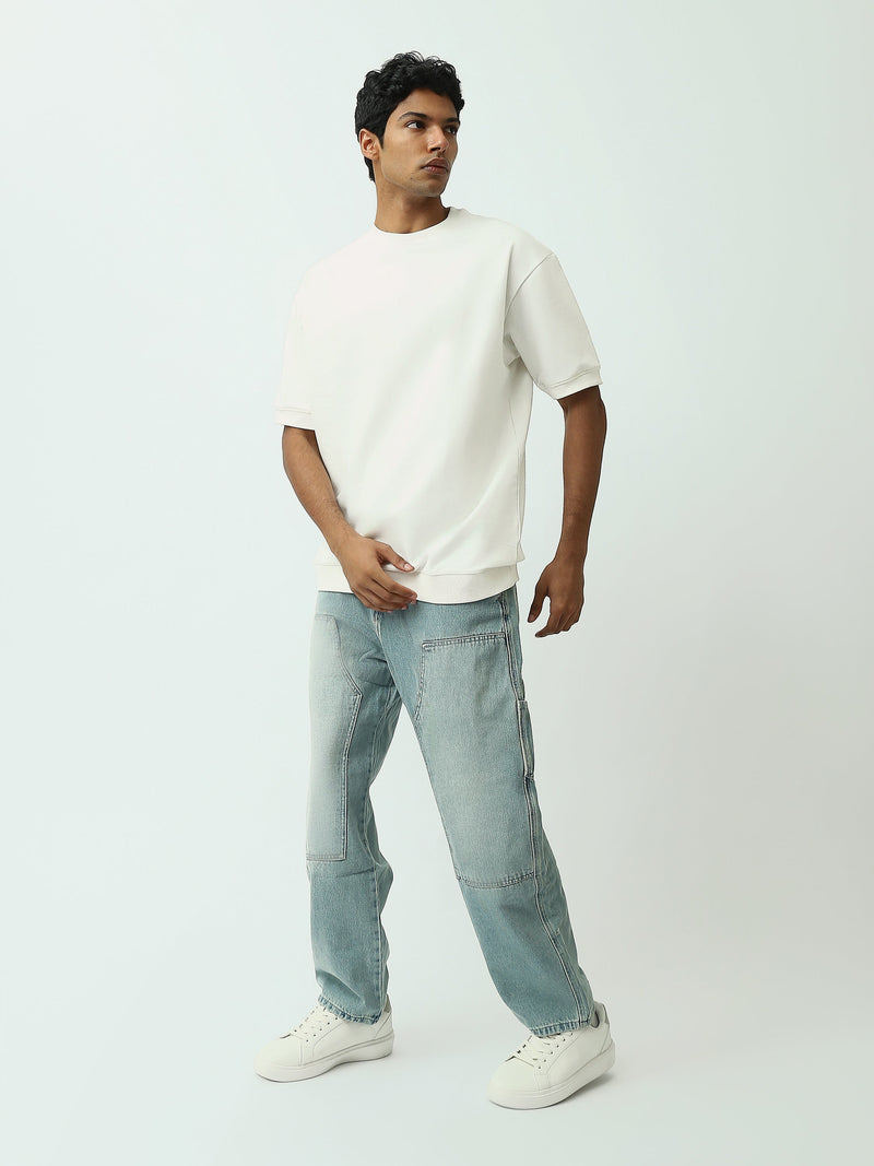 Jean Homme Loose Fit à Effet Délavé et Détails Usés - JNS25GBBP22145TM1