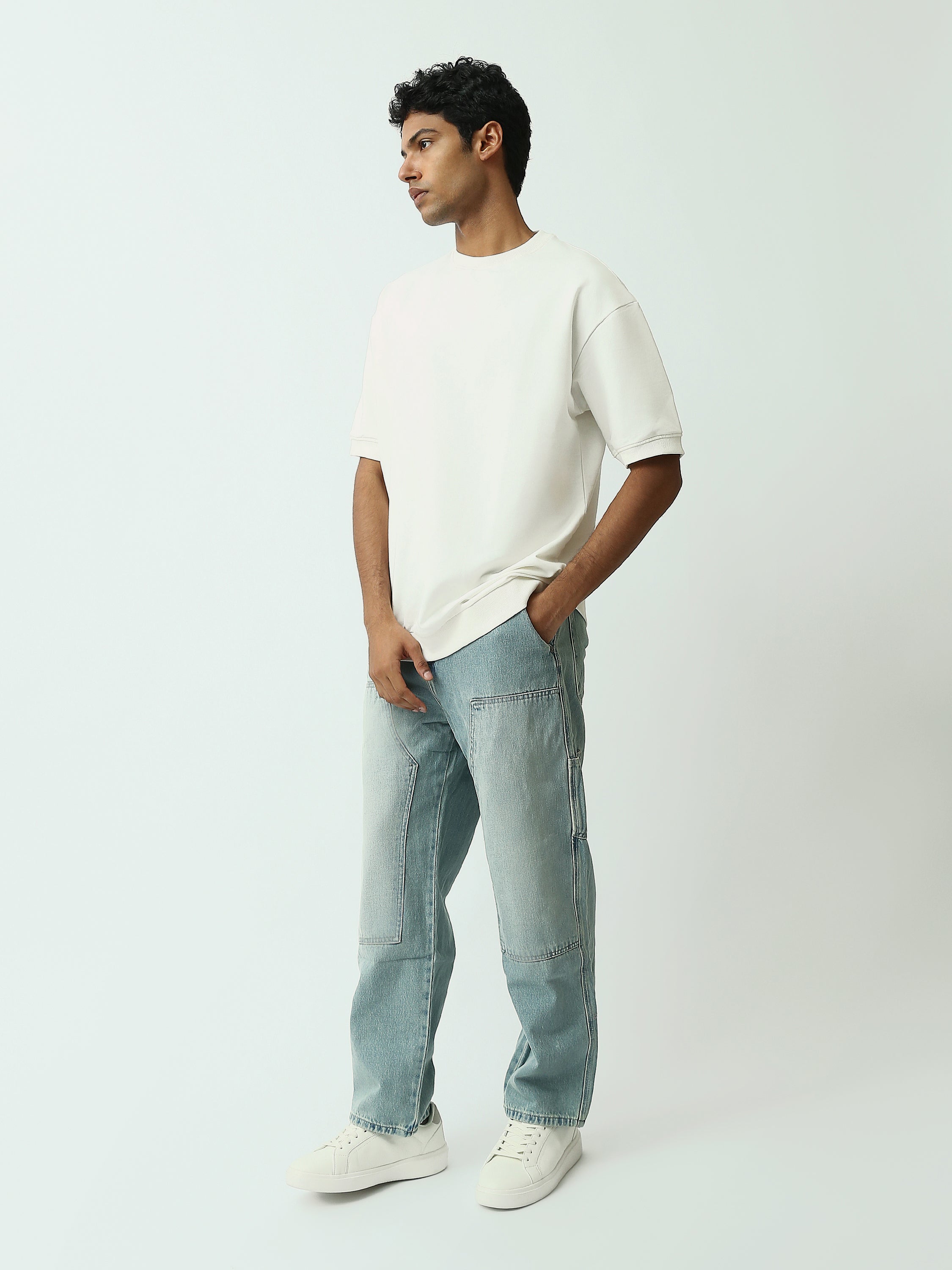 Jean Homme Loose Fit à Effet Délavé et Détails Usés - JNS25GBBP22145TM1