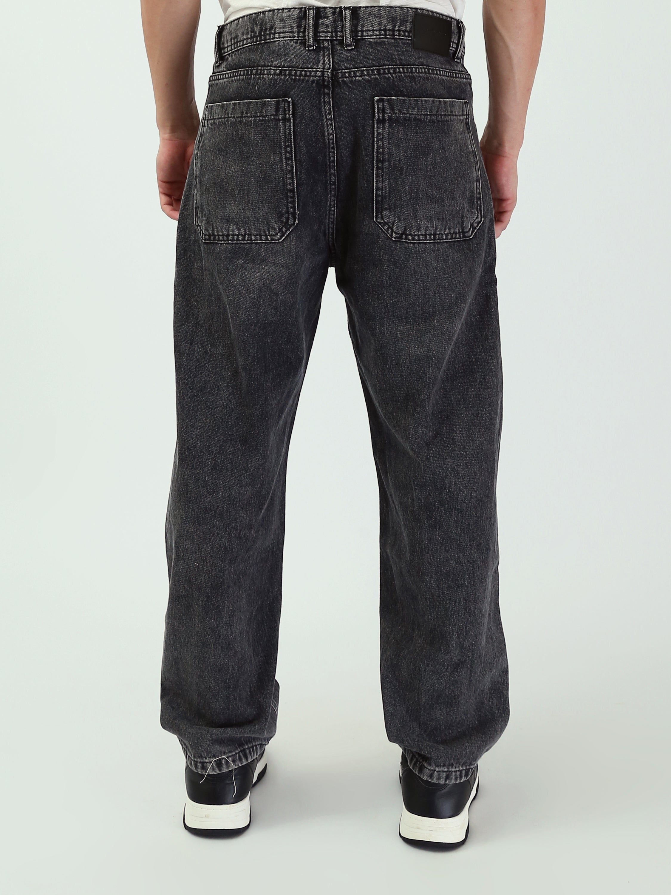 Jean Homme Baggy à Effet Délavé et Empiècements - JNS25GBBW22144TM1