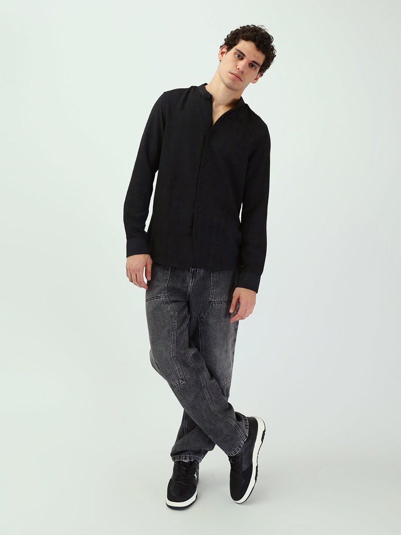 Jean Homme Baggy à Effet Délavé et Empiècements - JNS25GBBW22144TM1