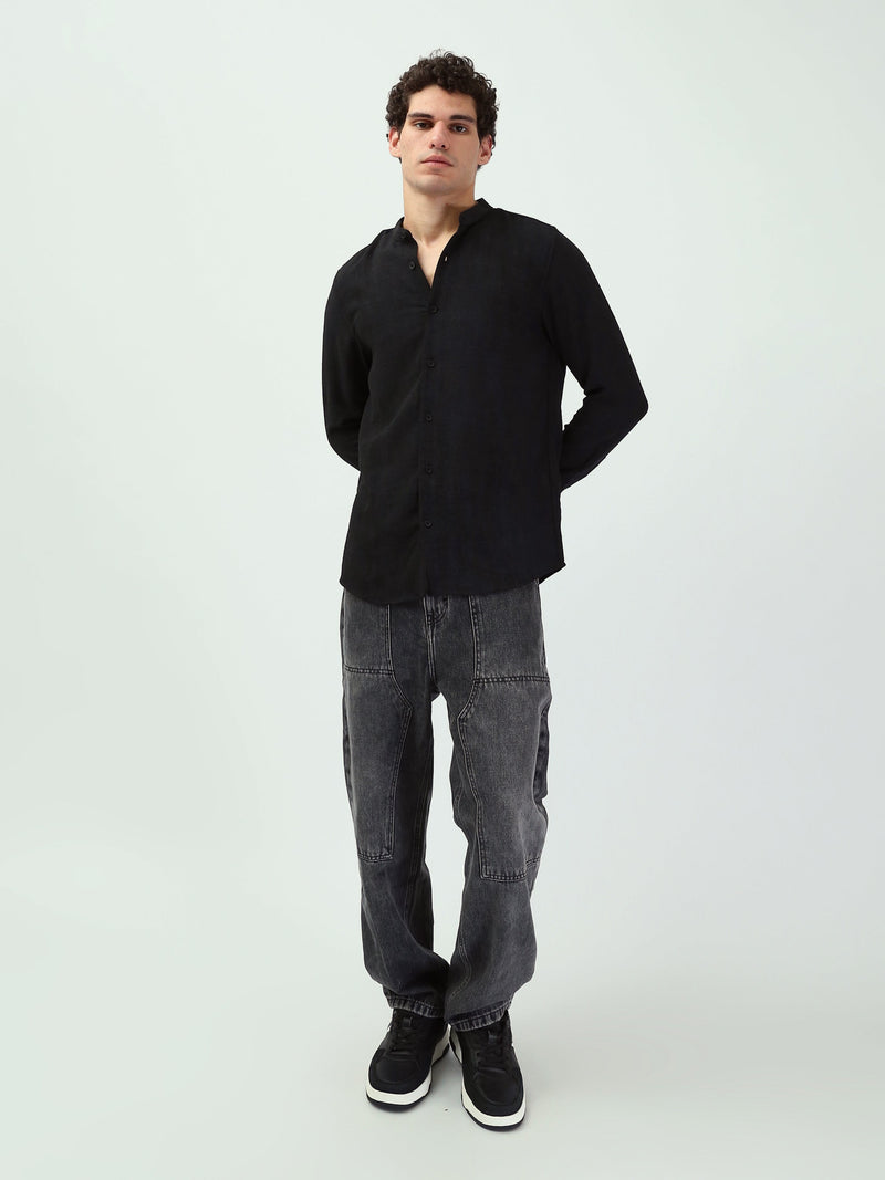 Jean Homme Baggy à Effet Délavé et Empiècements - JNS25GBBW22144TM1