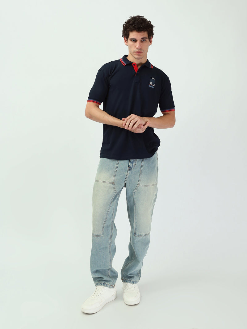 Jean Homme Baggy à Effet Délavé et Empiècements - JNS25GBBW22144TM1