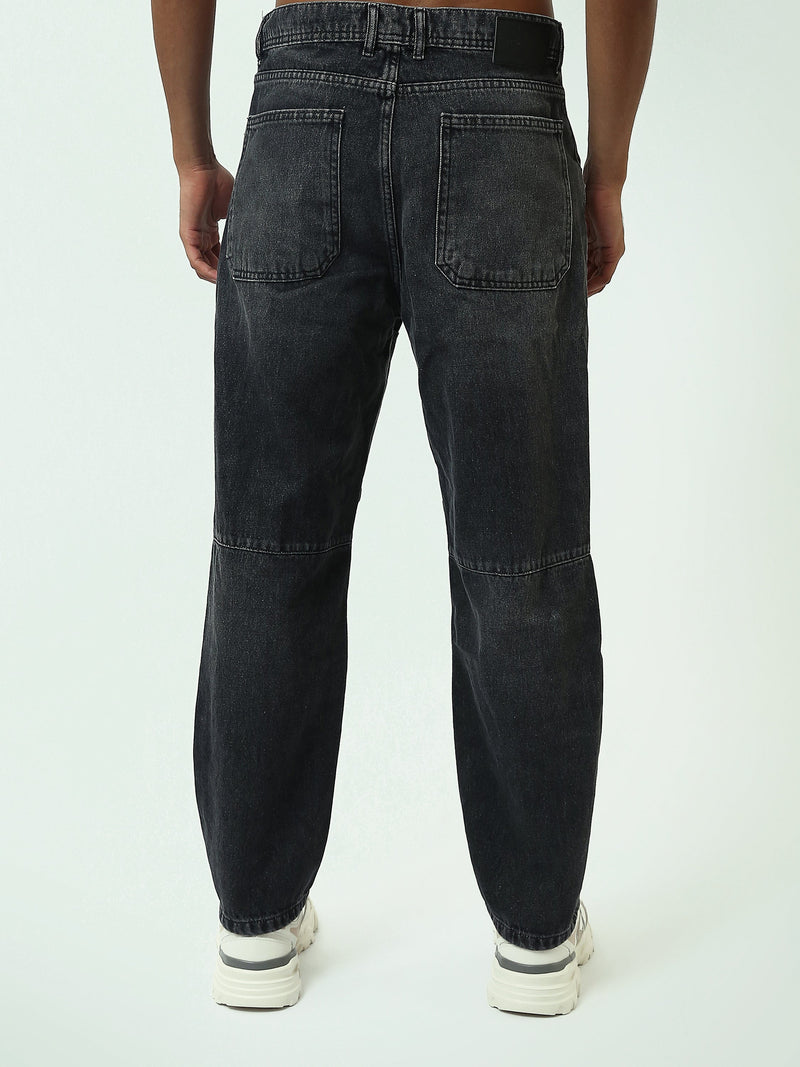 Jean Homme Coupe Baggy à Empiècements et Effet Délavé - JNS25GBBW22147TM1