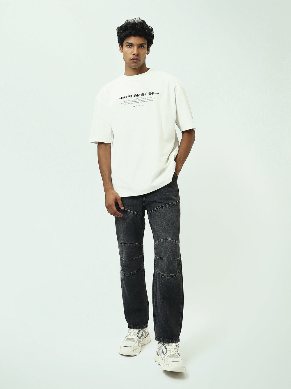 Jean Homme Coupe Baggy à Empiècements et Effet Délavé - JNS25GBBW22147TM1