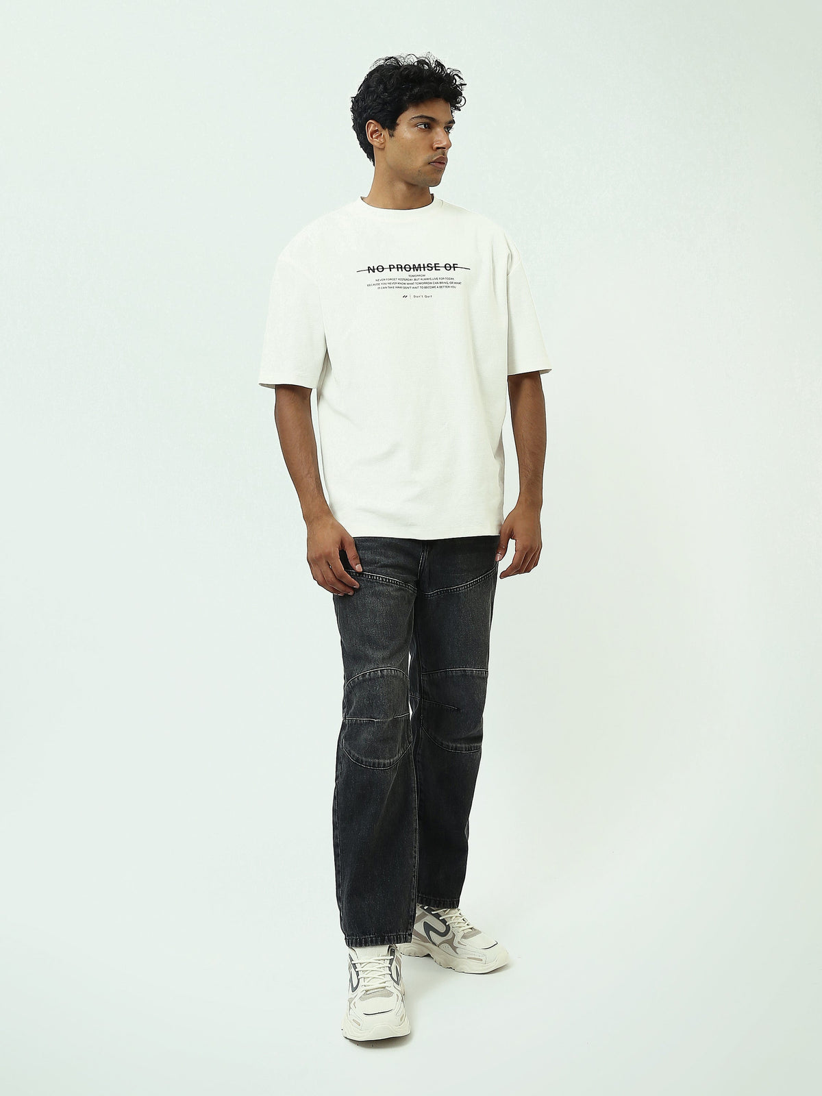 Jean Homme Coupe Baggy à Empiècements et Effet Délavé - JNS25GBBW22147TM1