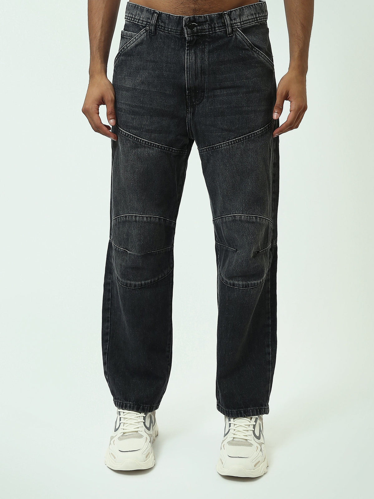 Jean Homme Coupe Baggy à Empiècements et Effet Délavé - JNS25GBBW22147TM1