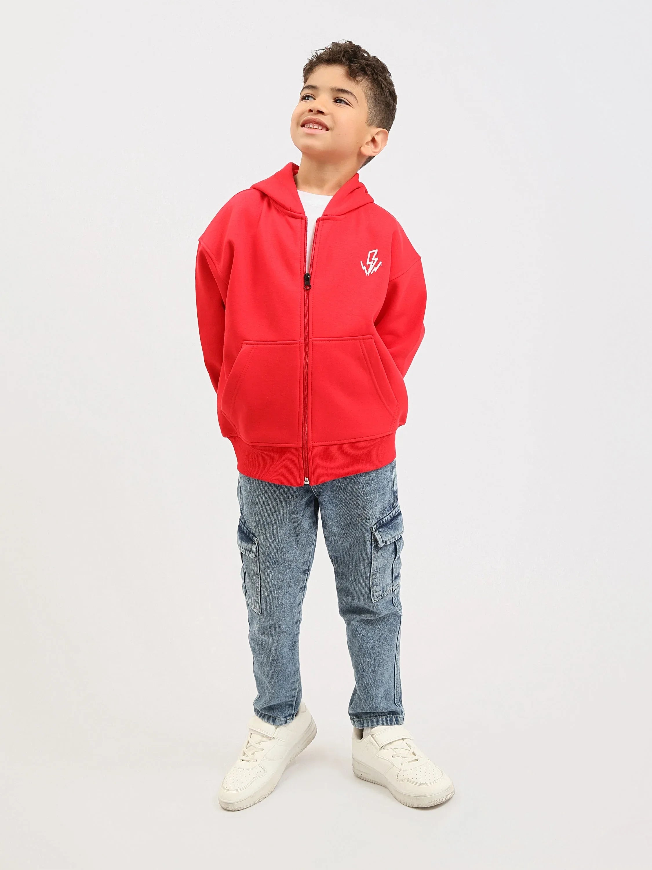 Jean cargo garçon en denim avec poches latérales – Coupe confortable - JNS25GBBW76704MB1 - Justyol