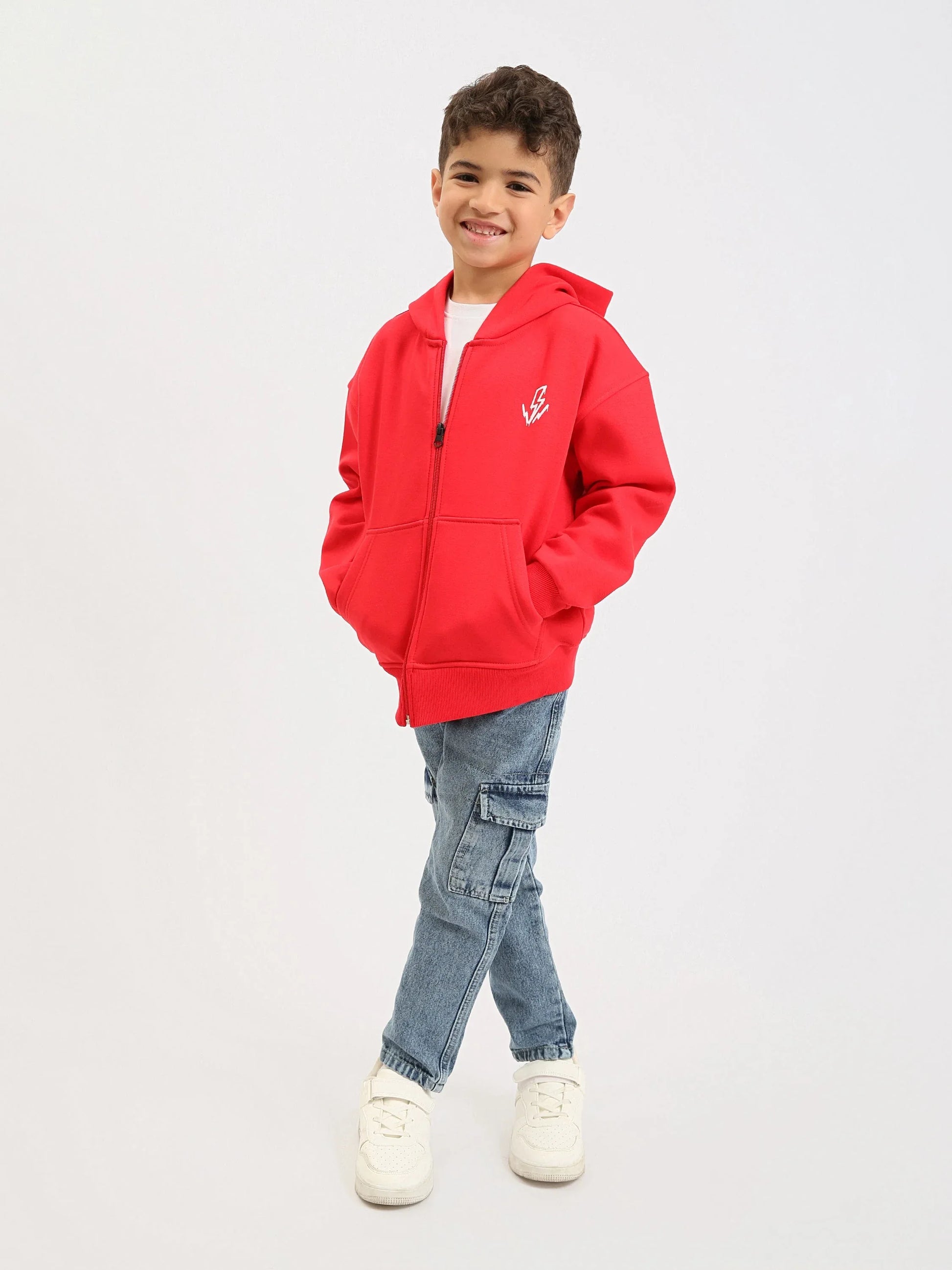 Jean cargo garçon en denim avec poches latérales – Coupe confortable - JNS25GBBW76704MB1 - Justyol