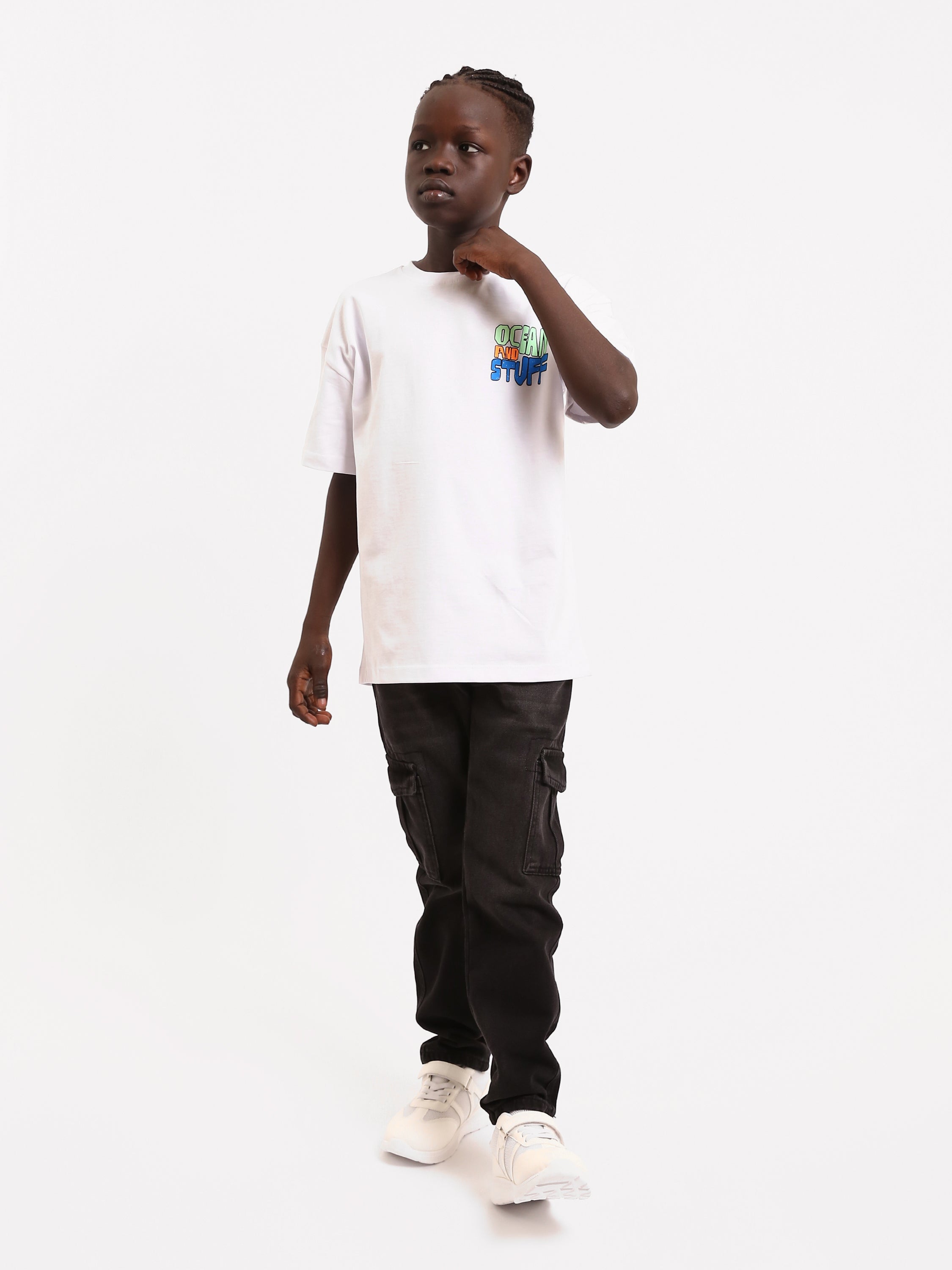 Jean cargo ado garçon en denim avec poches latérales – Coupe confortable - JNS25GBBW76704MJ1