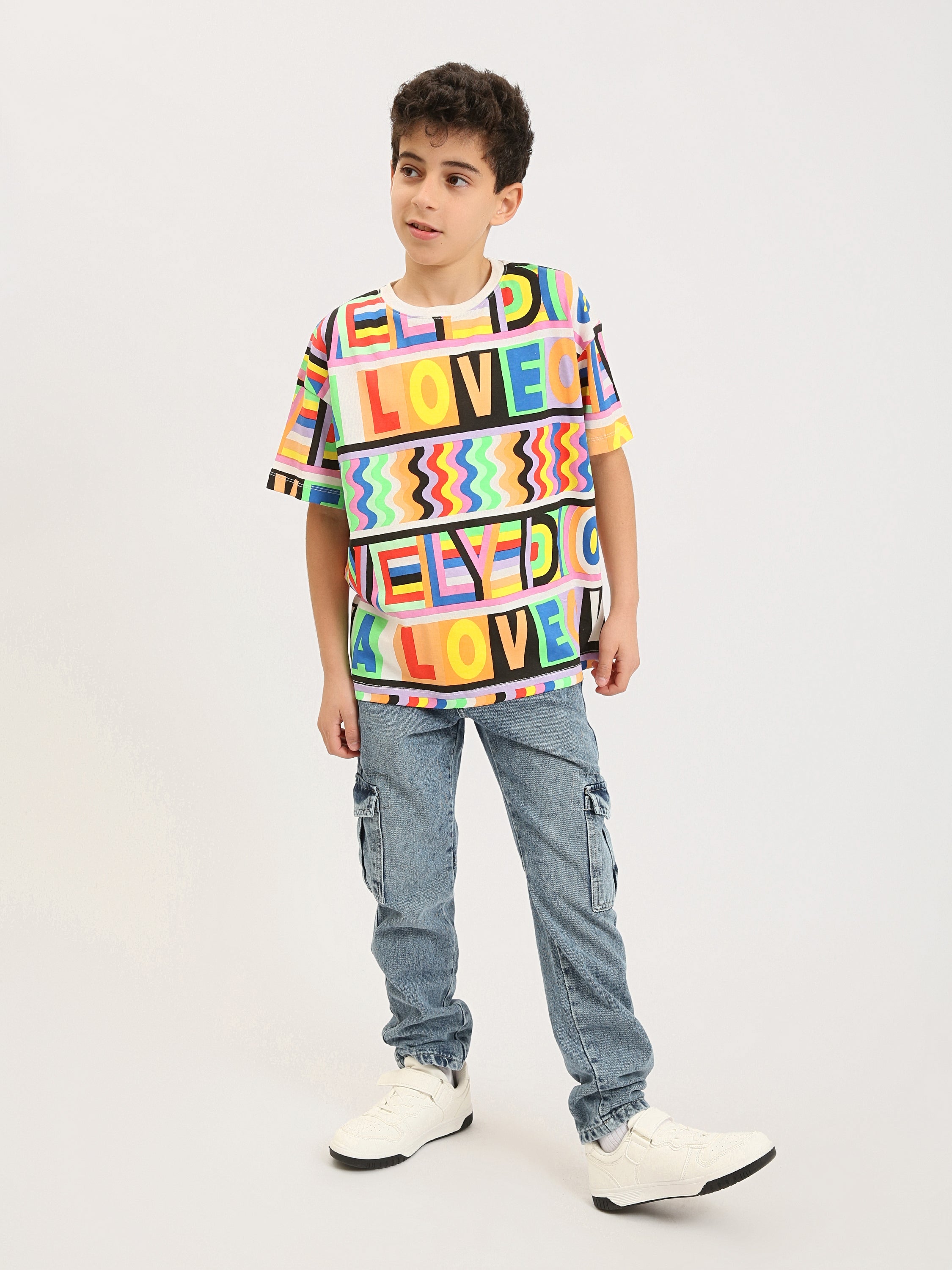 Jean cargo ado garçon en denim avec poches latérales – Coupe confortable - JNS25GBBW76704MJ1