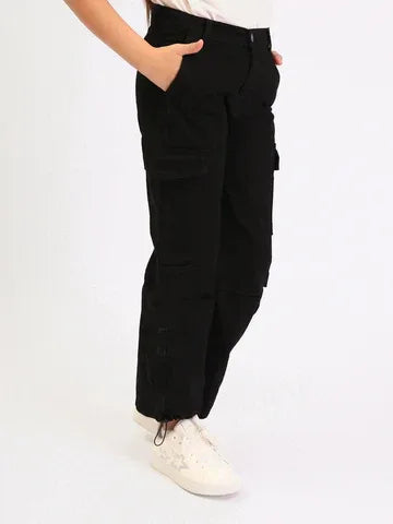 Jean Cargo Fille Wide Leg – Coupe Large avec Poches - JNS25GLGW71406MR1