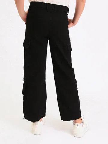 Jean Cargo Fille Wide Leg – Coupe Large avec Poches - JNS25GLGW71406MR1