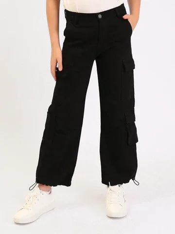 Jean Cargo Fille Wide Leg – Coupe Large avec Poches - JNS25GLGW71406MR1