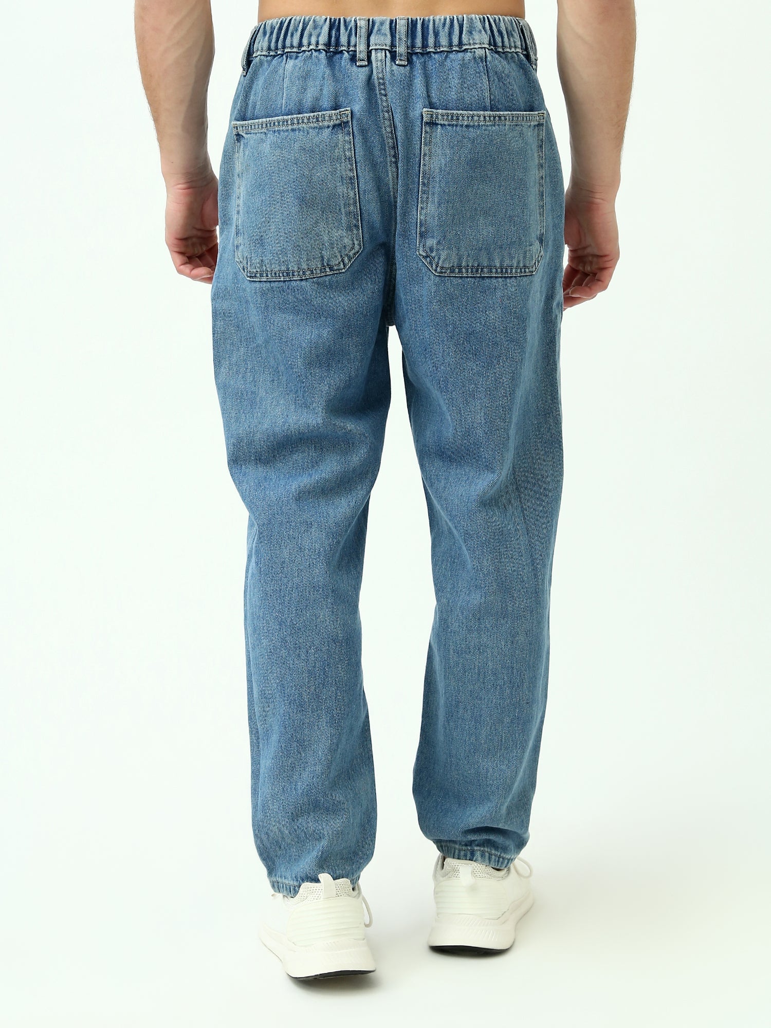 بنطال جينز رجالي باللون الأزرق مع تفاصيل تمزقات - JNS25GBBW22146TM1