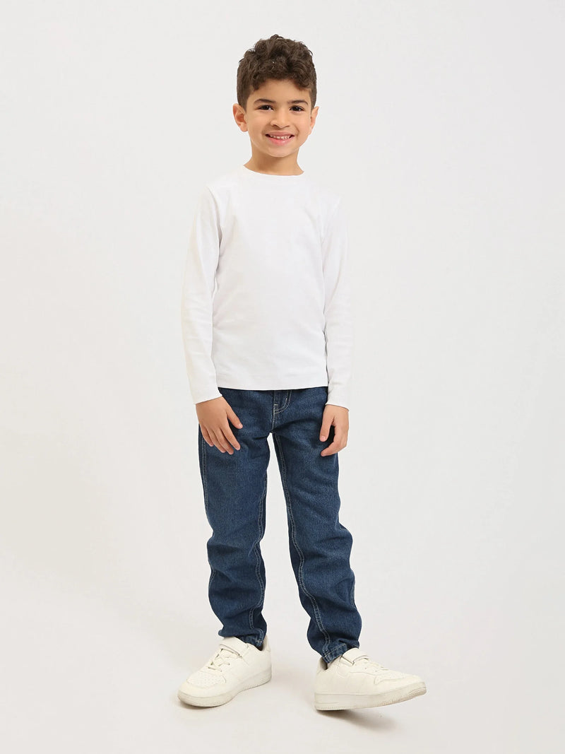 Jean garçon en denim coupe droite – JNS25GMBW76703MB1