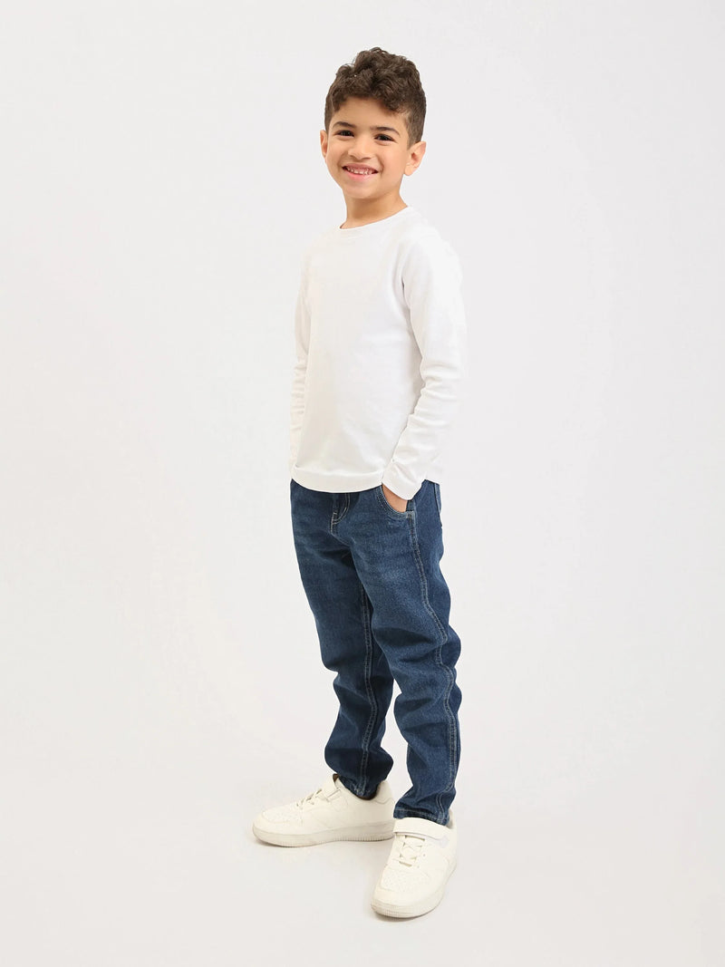 Jean garçon en denim coupe droite – JNS25GMBW76703MB1
