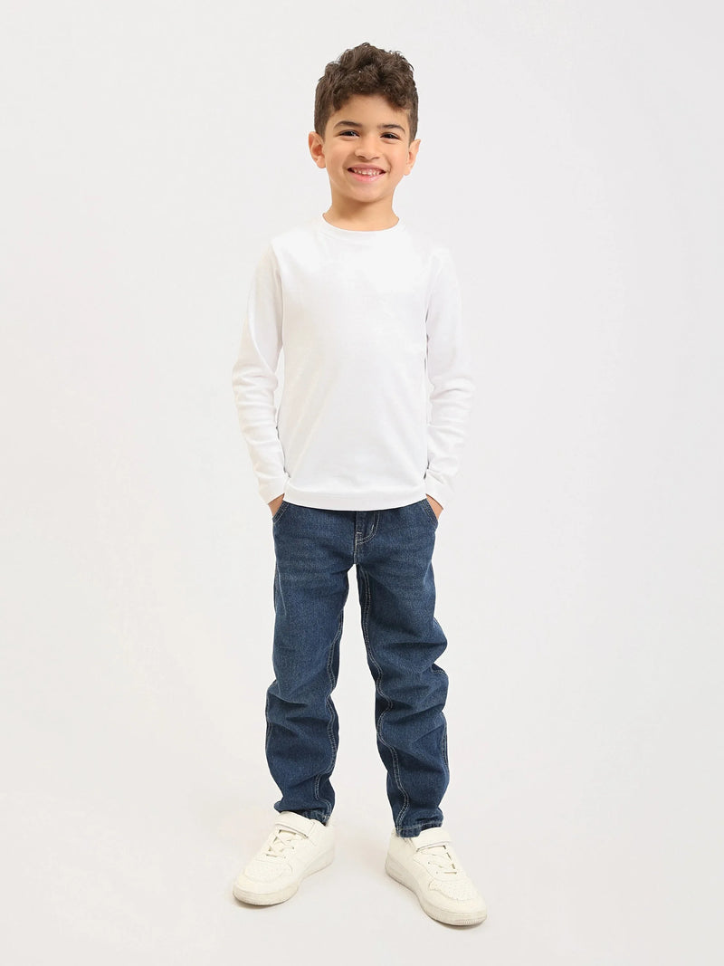 Jean garçon en denim coupe droite – JNS25GMBW76703MB1
