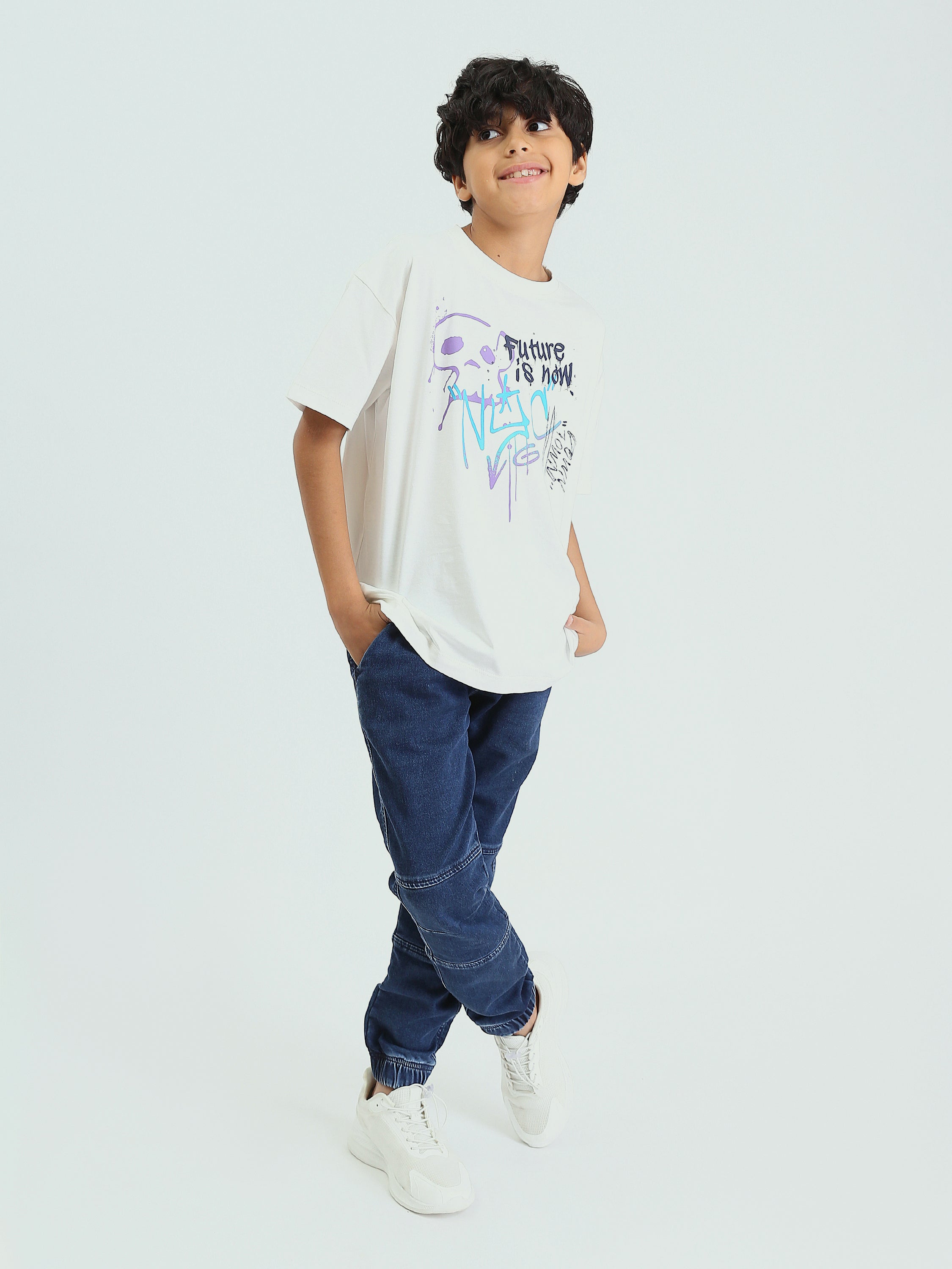 Jean pour garçon au design moderne avec taille élastique – JOG23SDWS32242TB1