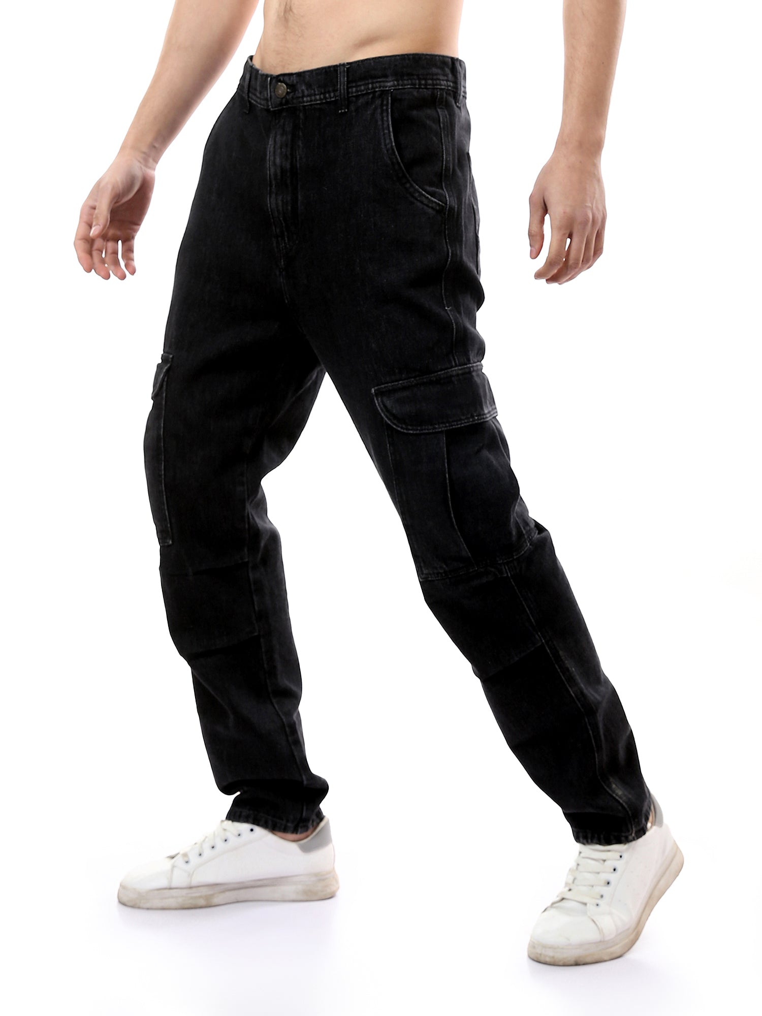 سروال جينز رجالي بتصميم عصريمع جيوب جانبية واسعة -JOG24GDEL24276TM1