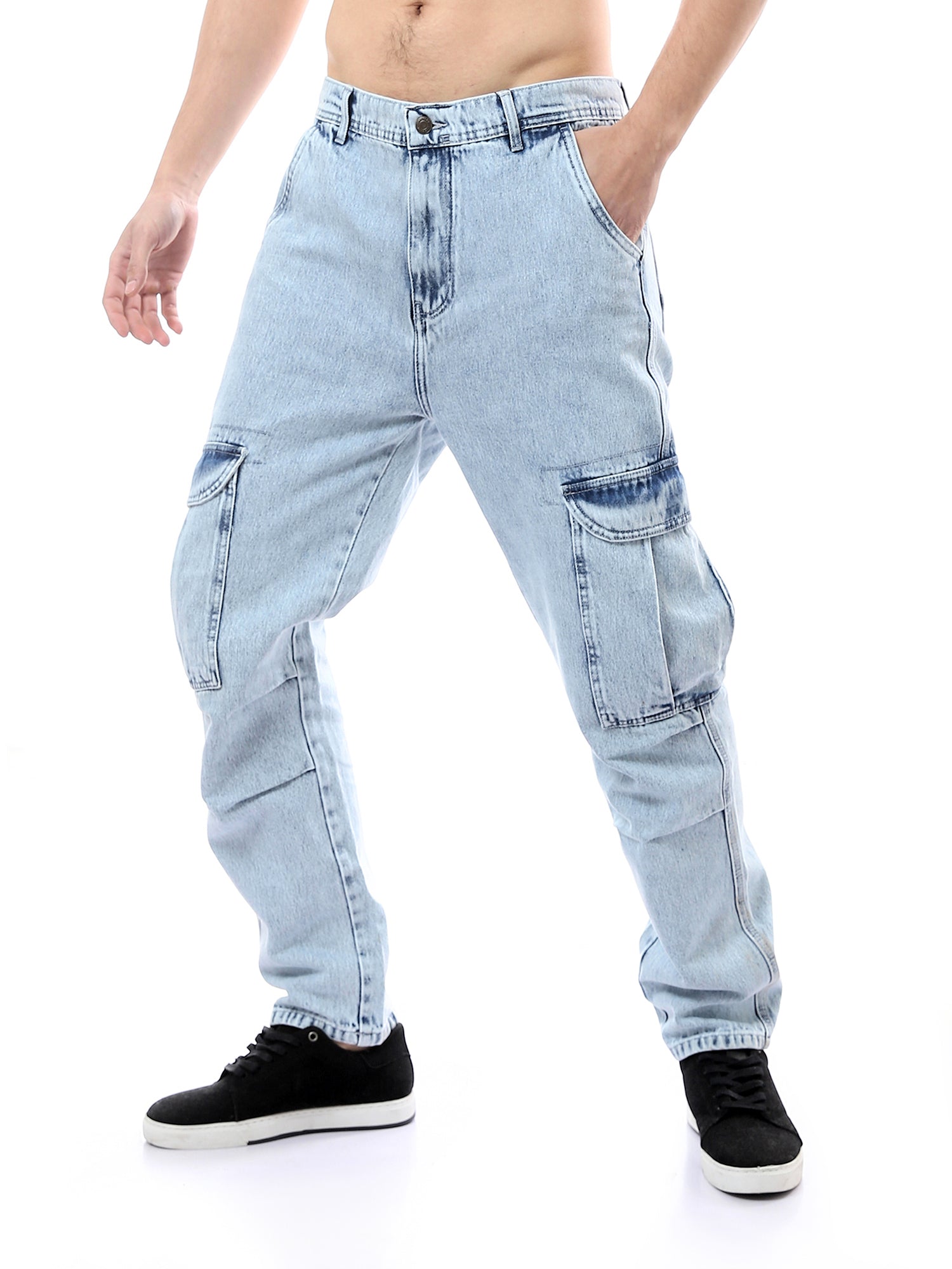 سروال جينز رجالي بتصميم عصريمع جيوب جانبية واسعة -JOG24GDEL24276TM1