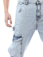 سروال جينز رجالي بتصميم عصريمع جيوب جانبية واسعة -JOG24GDEL24276TM1