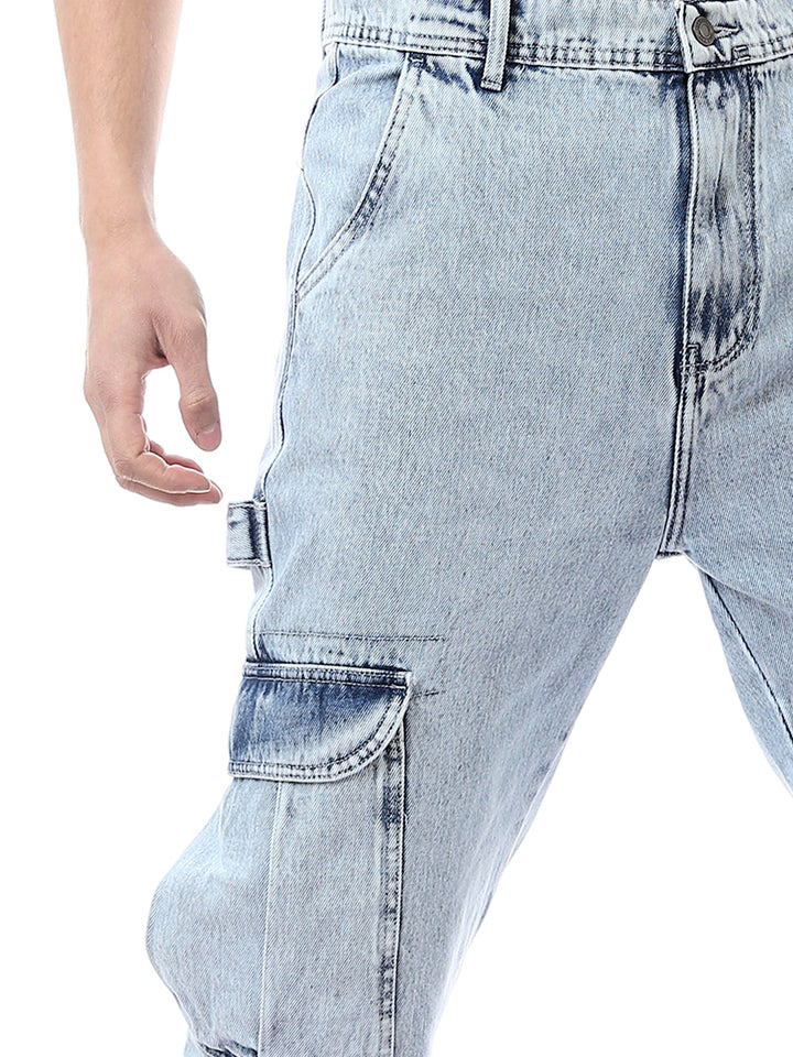 سروال جينز رجالي بتصميم عصريمع جيوب جانبية واسعة -JOG24GDEL24276TM1