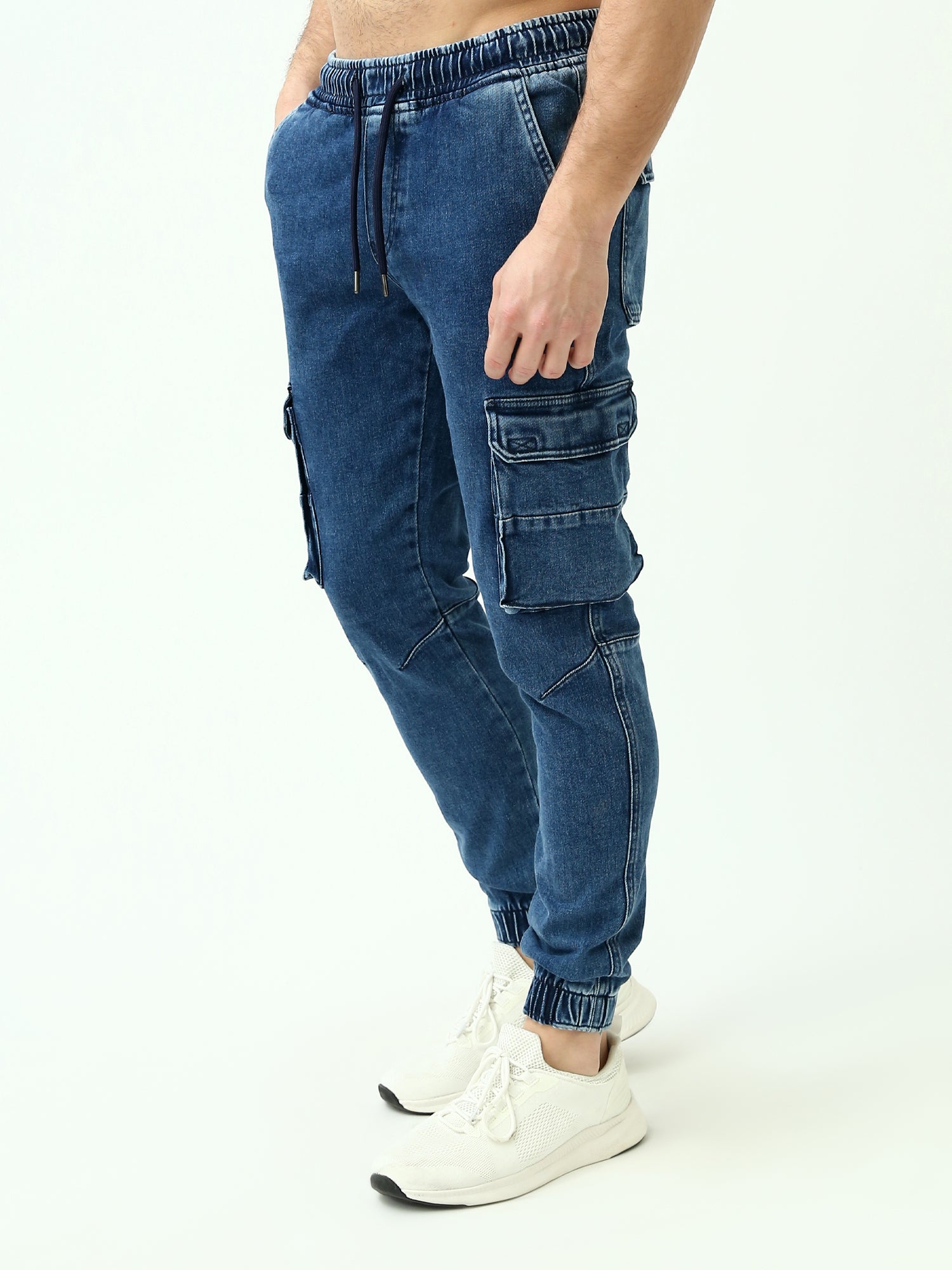 Jogger Cargo Homme en Denim – Taille Élastique & Poches Multiples - JOG24GDPL24267TM1
