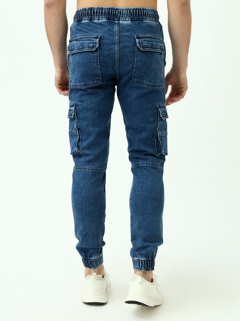 Jogger Cargo Homme en Denim – Taille Élastique & Poches Multiples - JOG24GDPL24267TM1