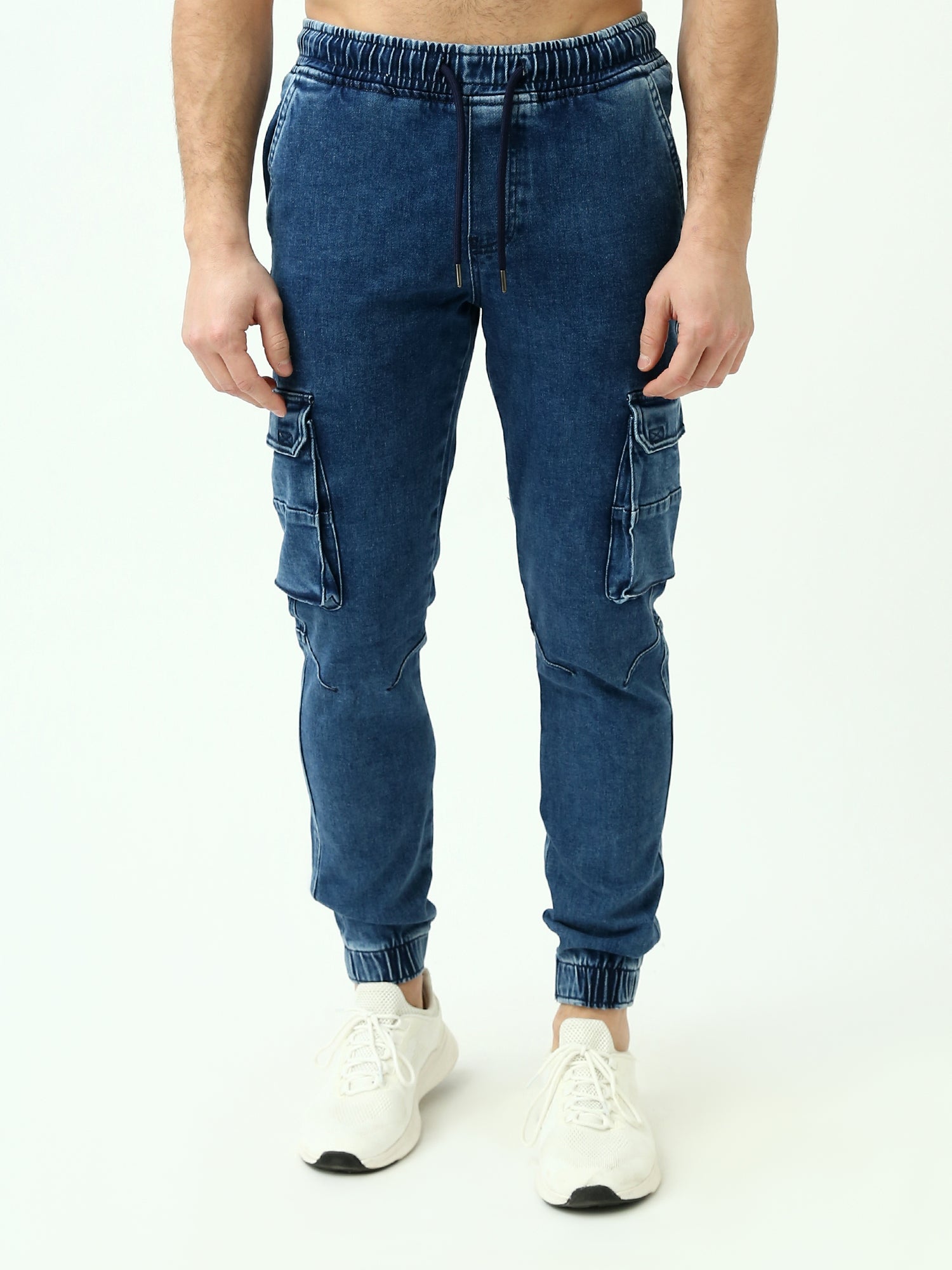 Jogger Cargo Homme en Denim – Taille Élastique & Poches Multiples - JOG24GDPL24267TM1