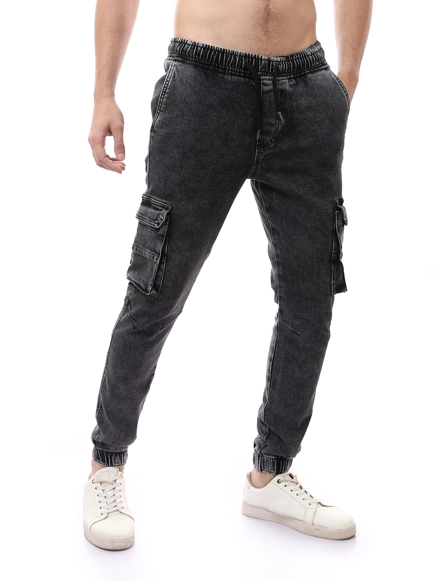 Jogger Cargo Homme en Denim – Taille Élastique & Poches Multiples - JOG24GDPL24267TM1