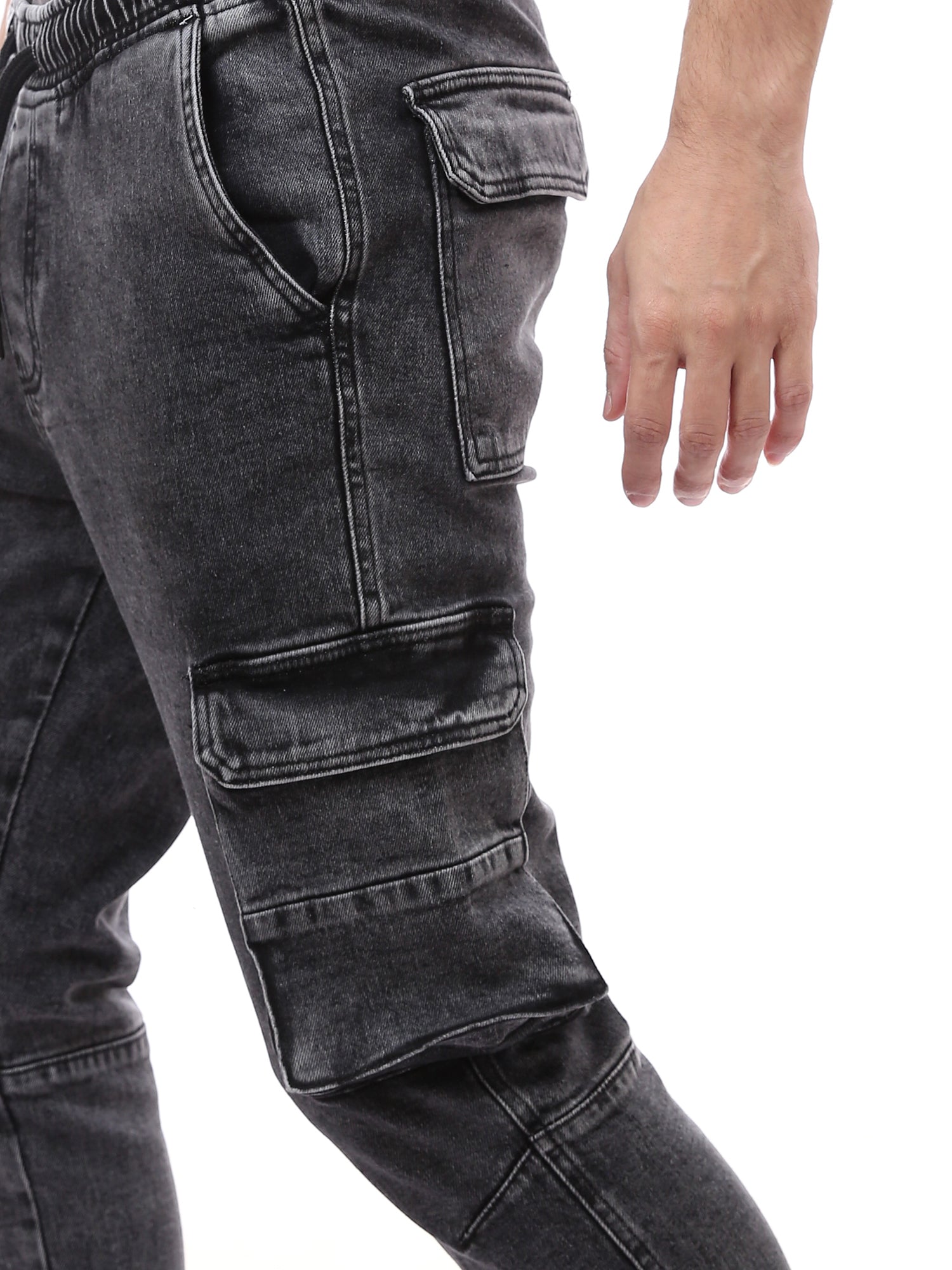 Jogger Cargo Homme en Denim – Taille Élastique & Poches Multiples - JOG24GDPL24267TM1