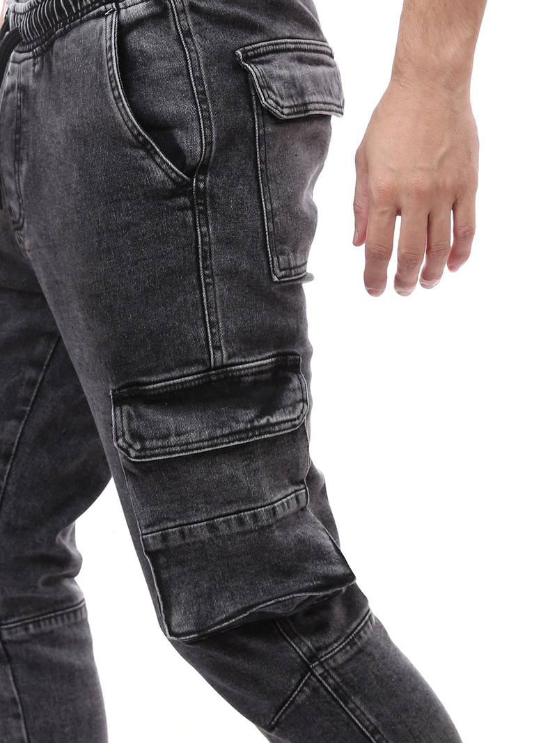 Jogger Cargo Homme en Denim – Taille Élastique & Poches Multiples - JOG24GDPL24267TM1