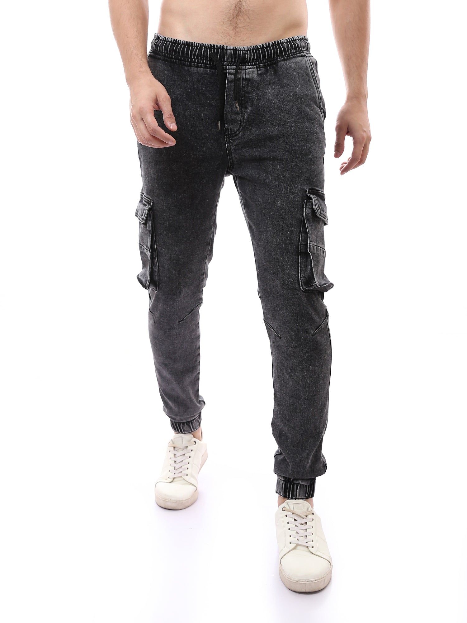 Jogger Cargo Homme en Denim – Taille Élastique & Poches Multiples - JOG24GDPL24267TM1