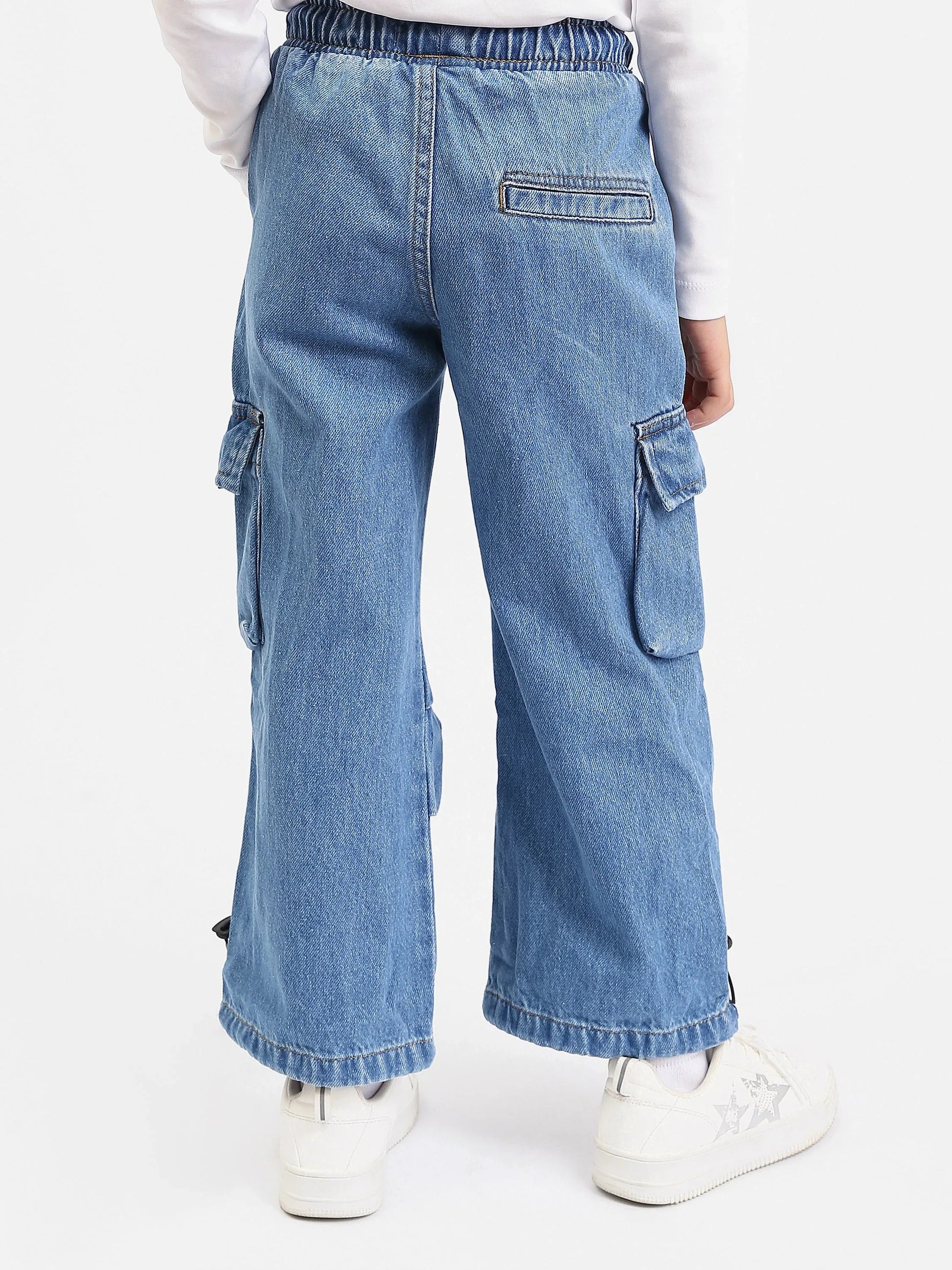 Pantalon Cargo Enfant en Jean Wide Leg – Taille Élastique & Poches - JOG25GDBP71445MR1 - Justyol