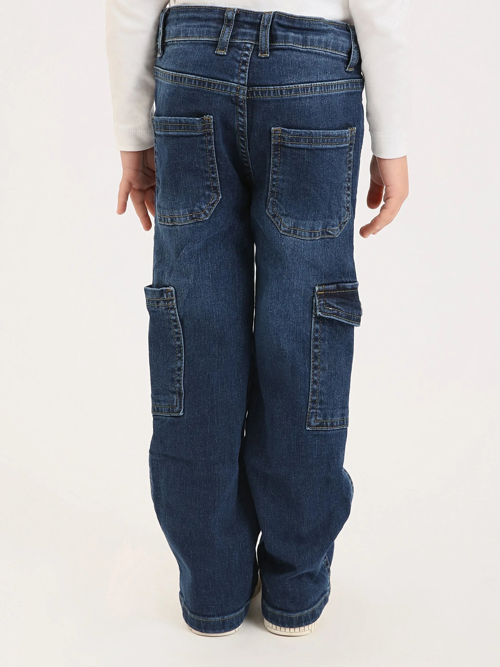 Pantalon cargo fille en denim avec poches latérales – Confort et style quotidien - JOG25GDBP71446MG1 - Justyol