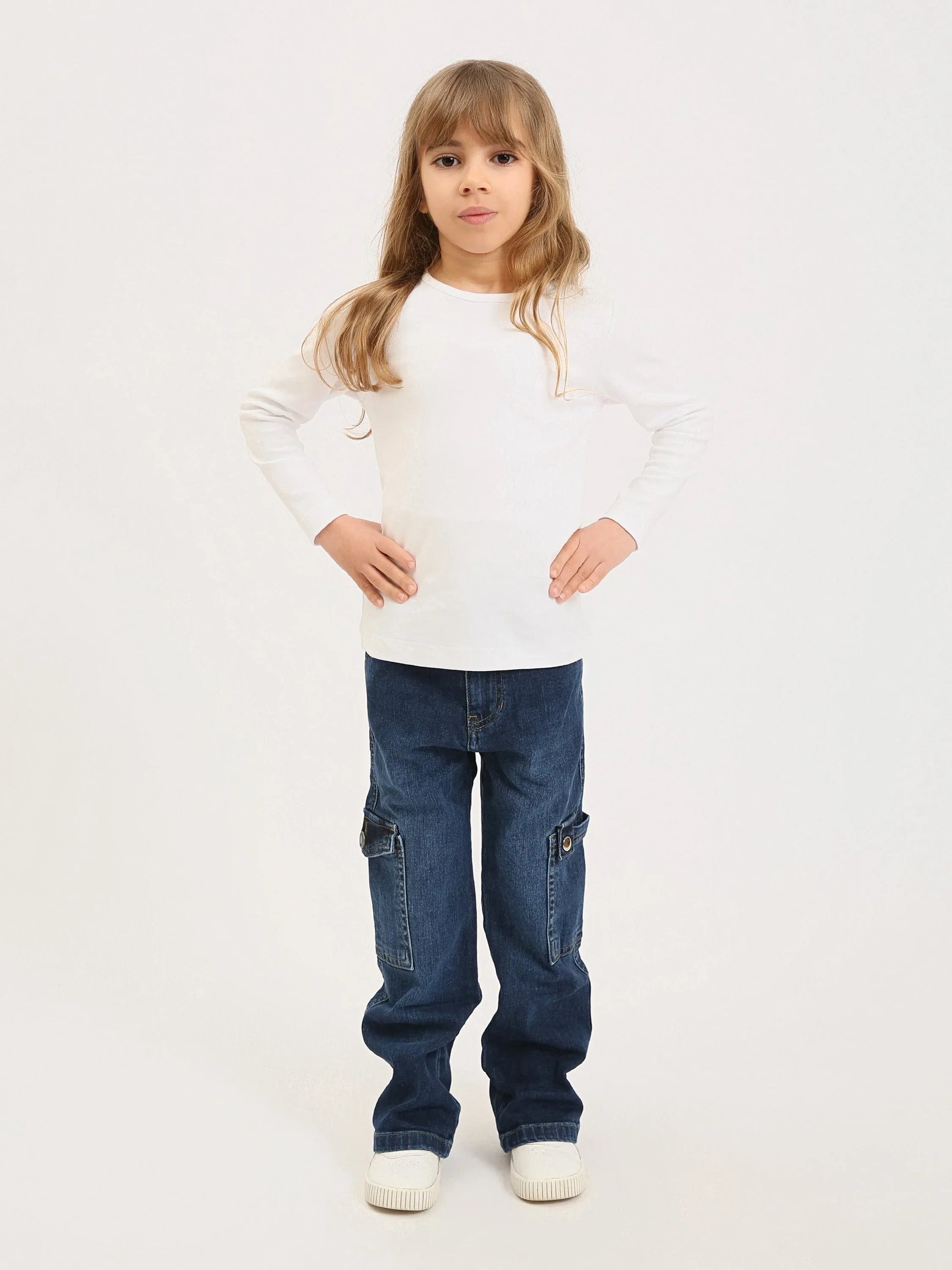 Pantalon cargo fille en denim avec poches latérales – Confort et style quotidien - JOG25GDBP71446MG1 - Justyol