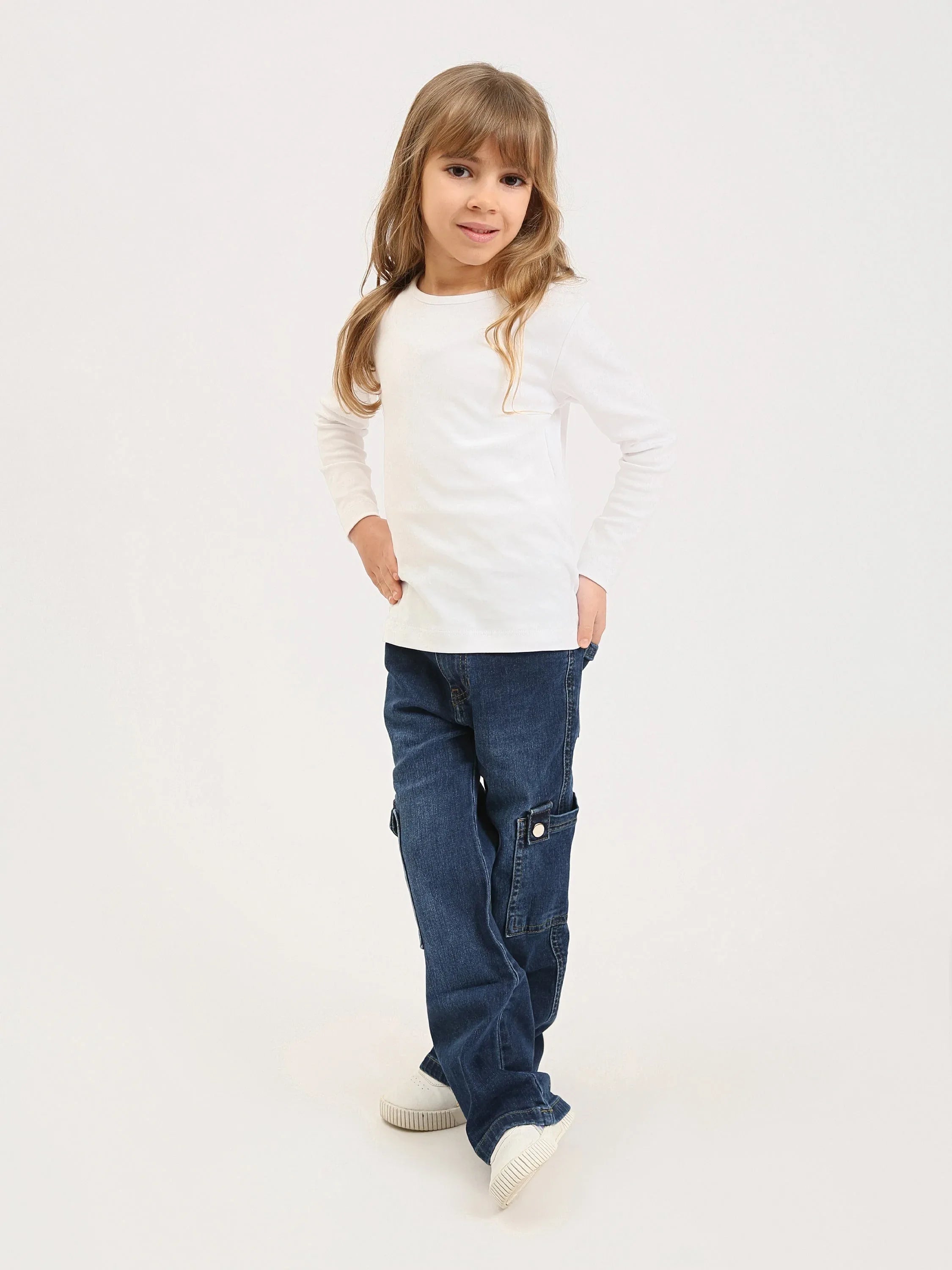 Pantalon cargo fille en denim avec poches latérales – Confort et style quotidien - JOG25GDBP71446MG1 - Justyol