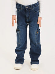 Pantalon cargo fille en denim avec poches latérales – Confort et style quotidien - JOG25GDBP71446MG1 - Justyol