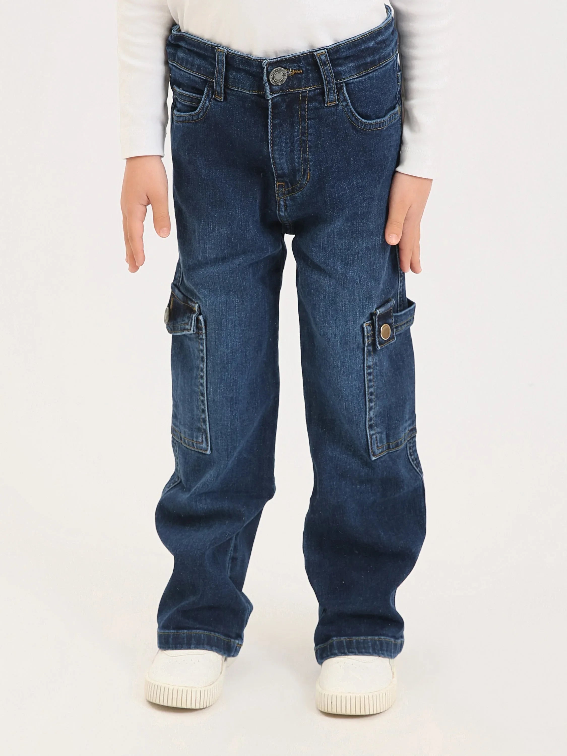 Pantalon cargo fille en denim avec poches latérales – Confort et style quotidien - JOG25GDBP71446MG1 - Justyol