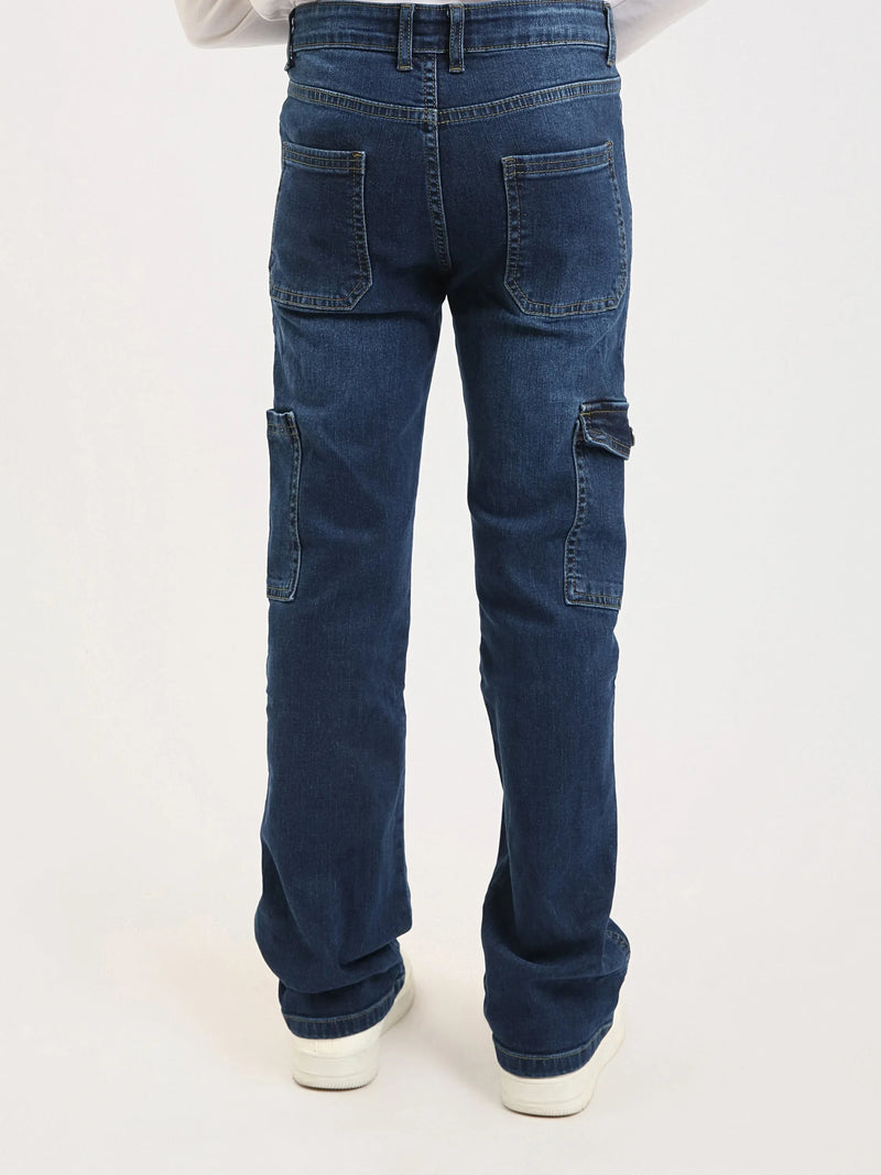 Pantalon cargo ado fille en denim avec poches latérales – Coupe confortable - JOG25GDBP71446MR1