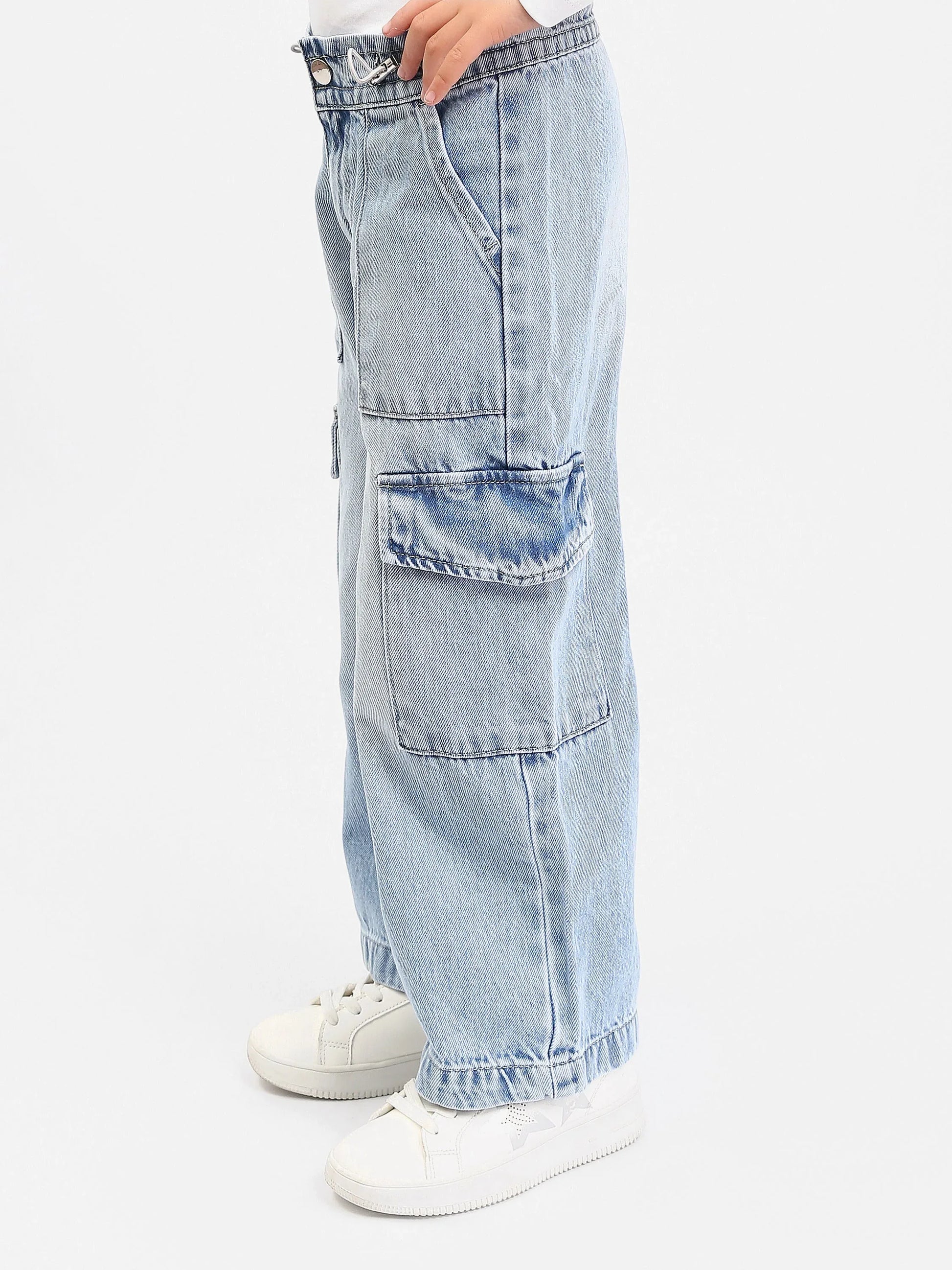 Jogger fille style cargo en denim – Coupe large confortable et tendance - JOG25GDBP71447MG1 - Justyol