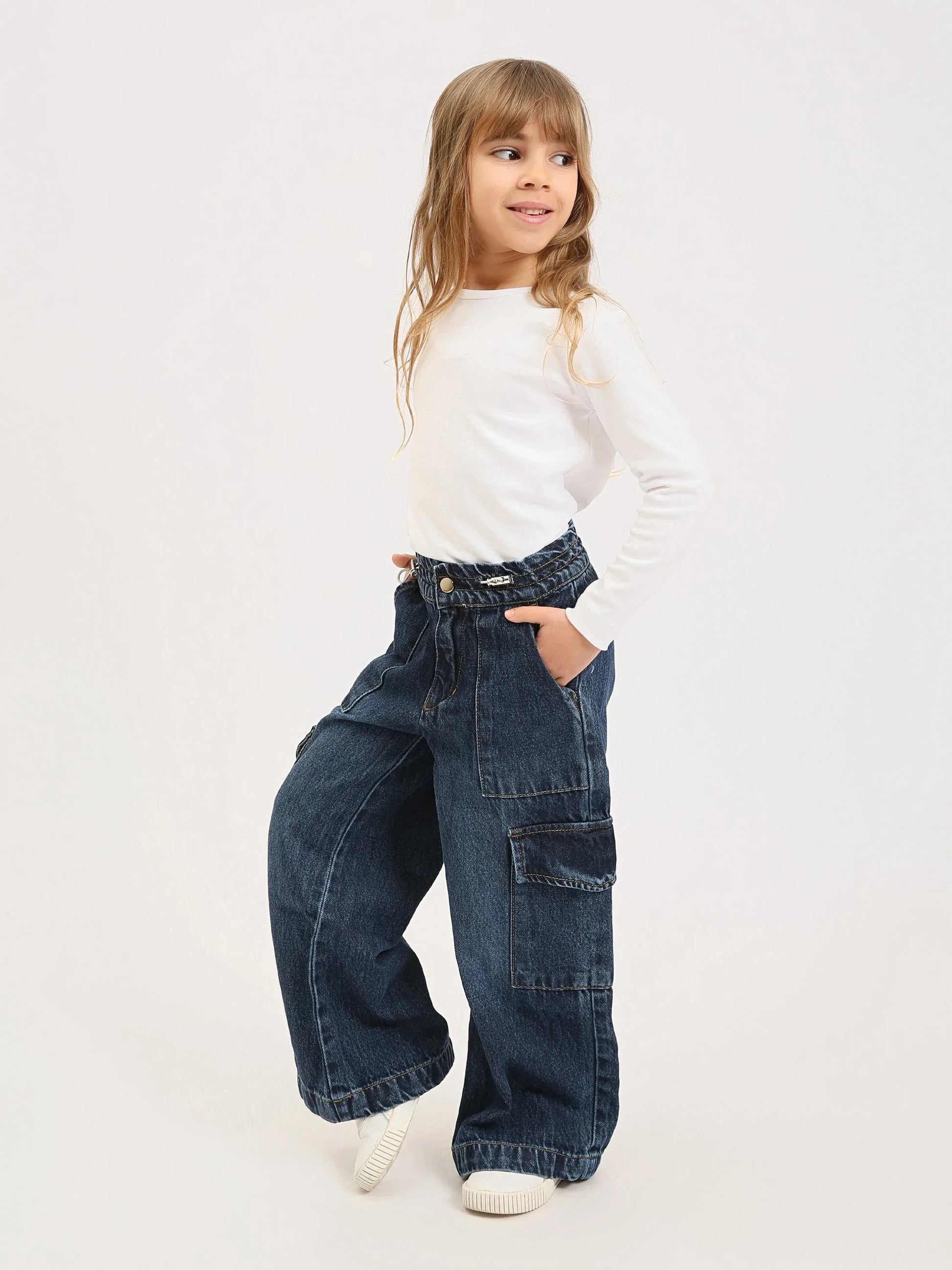 Jogger fille style cargo en denim – Coupe large confortable et tendance - JOG25GDBP71447MG1 - Justyol