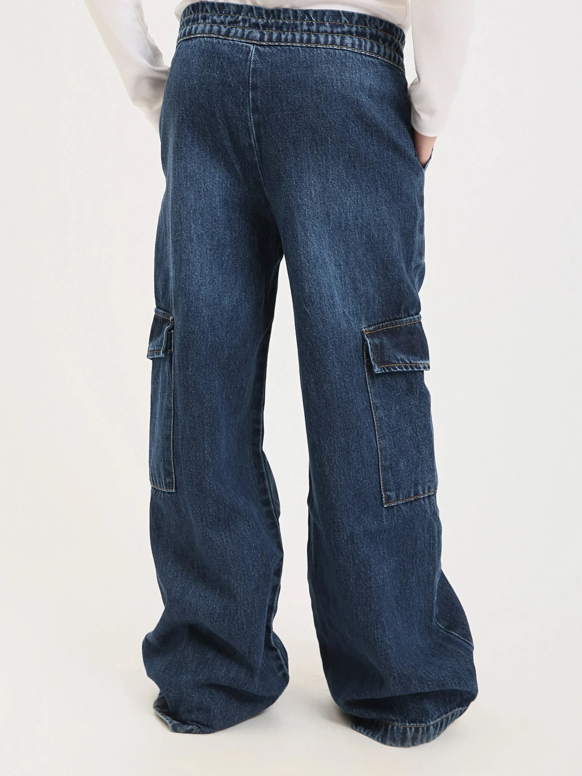 Pantalon cargo ado fille en denim coupe wide leg avec poches – Style streetwear - JOG25GDBP71447MR1 - Justyol