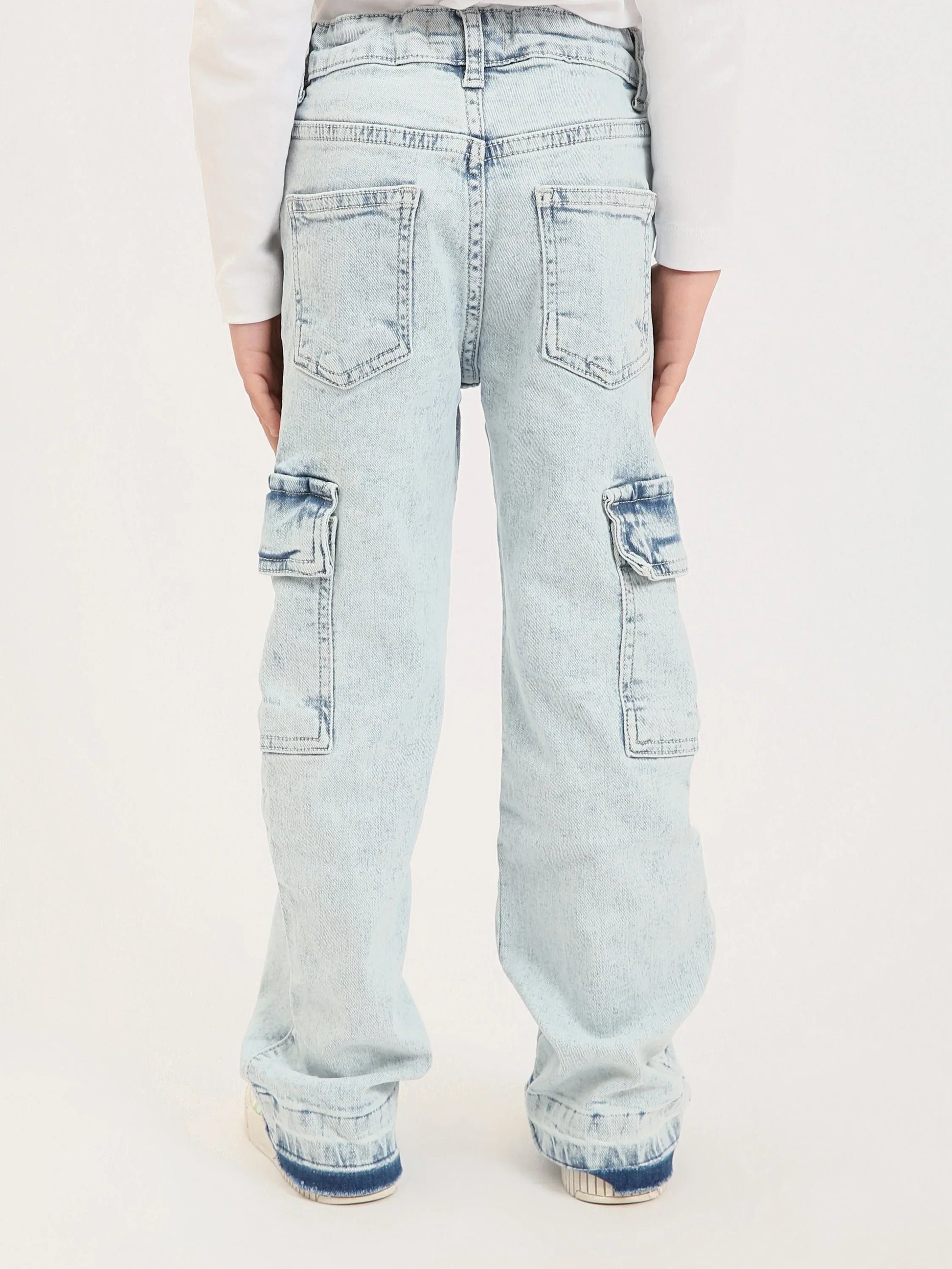 Jean cargo fille en denim – coupe droite, poches latérales - JOG25GDBP71448MG1 - Justyol