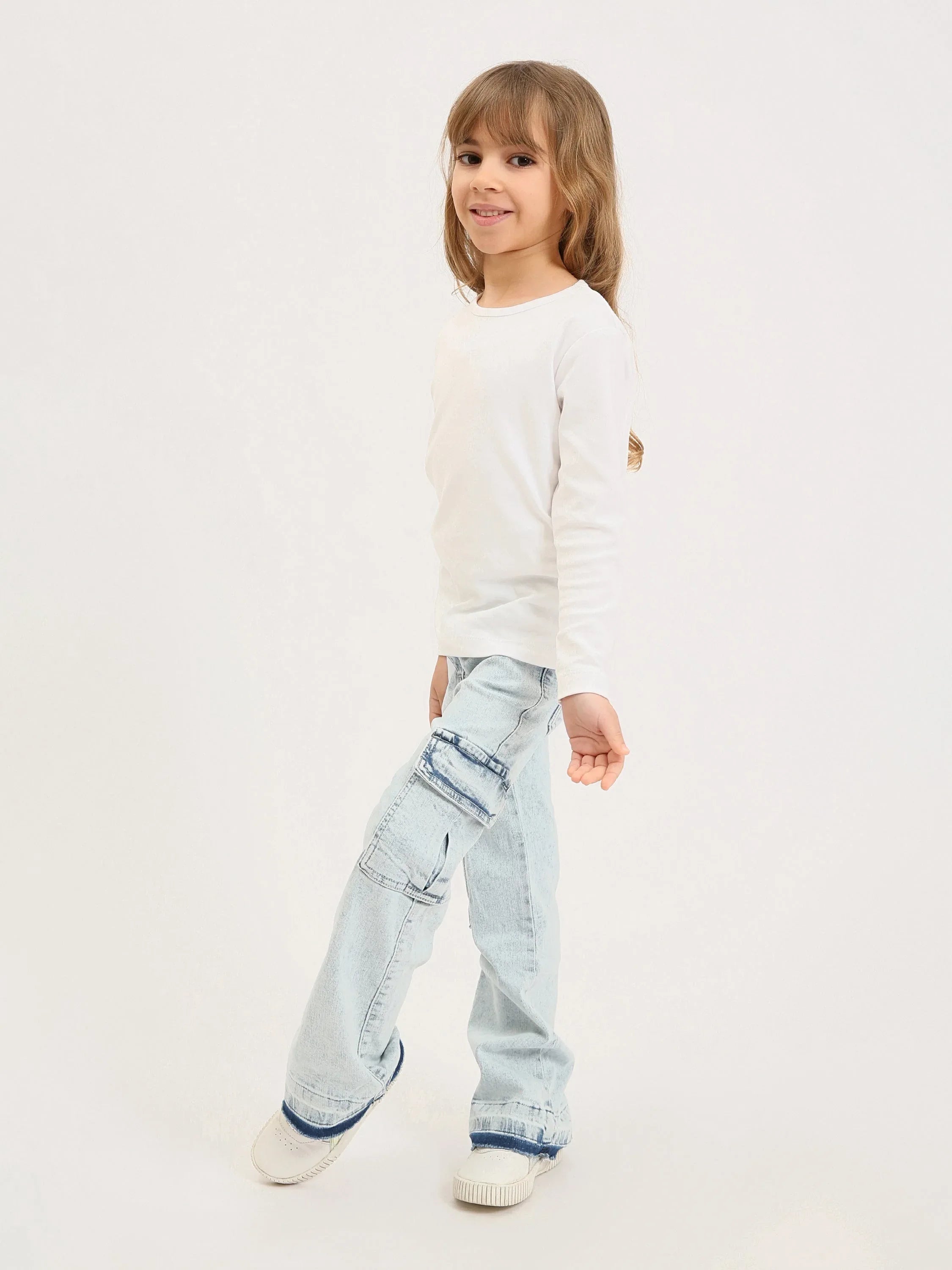 Jean cargo fille en denim – coupe droite, poches latérales - JOG25GDBP71448MG1 - Justyol