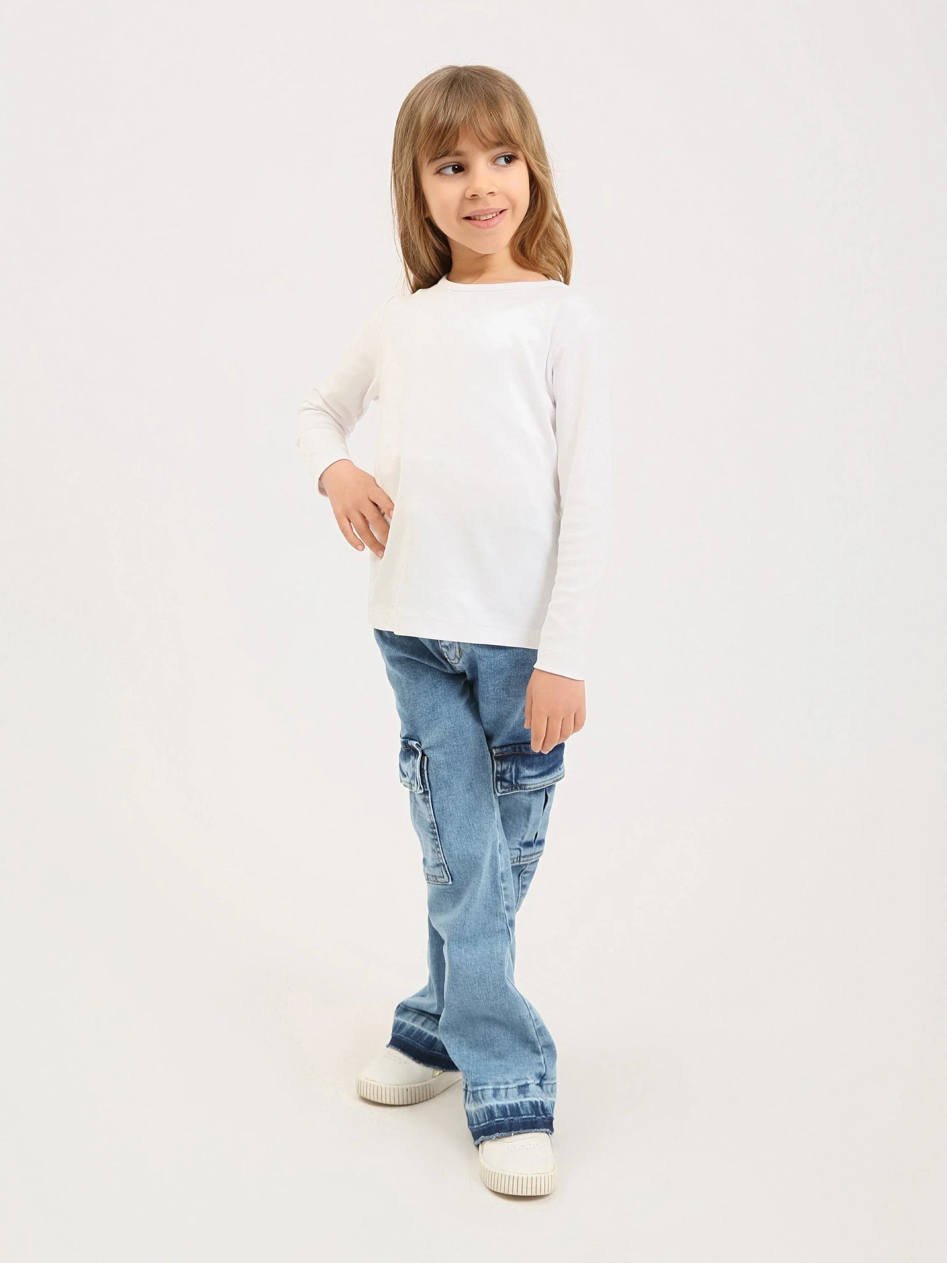 Jean cargo fille en denim – coupe droite, poches latérales - JOG25GDBP71448MG1 - Justyol
