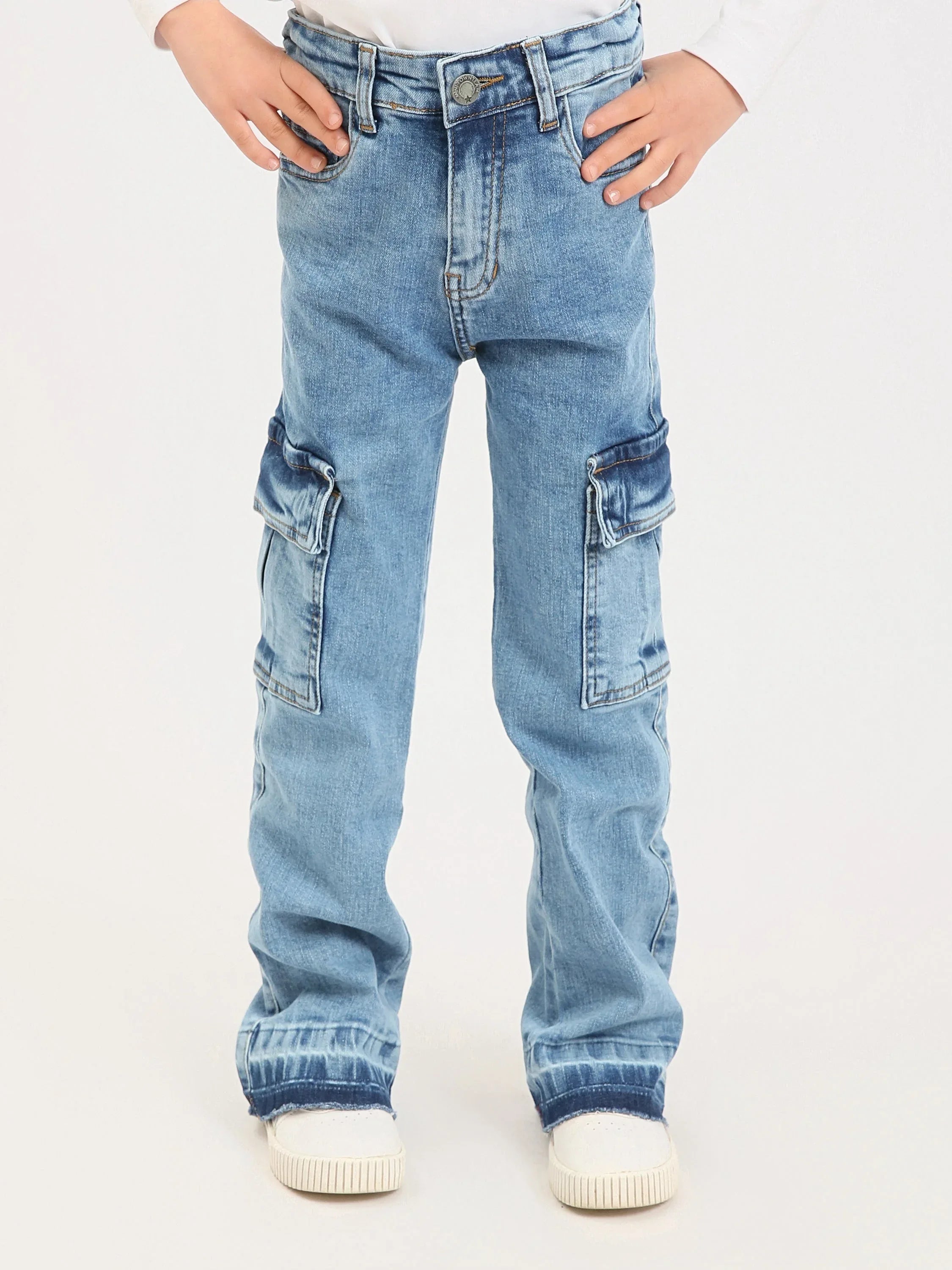 Jean cargo fille en denim – coupe droite, poches latérales - JOG25GDBP71448MG1 - Justyol