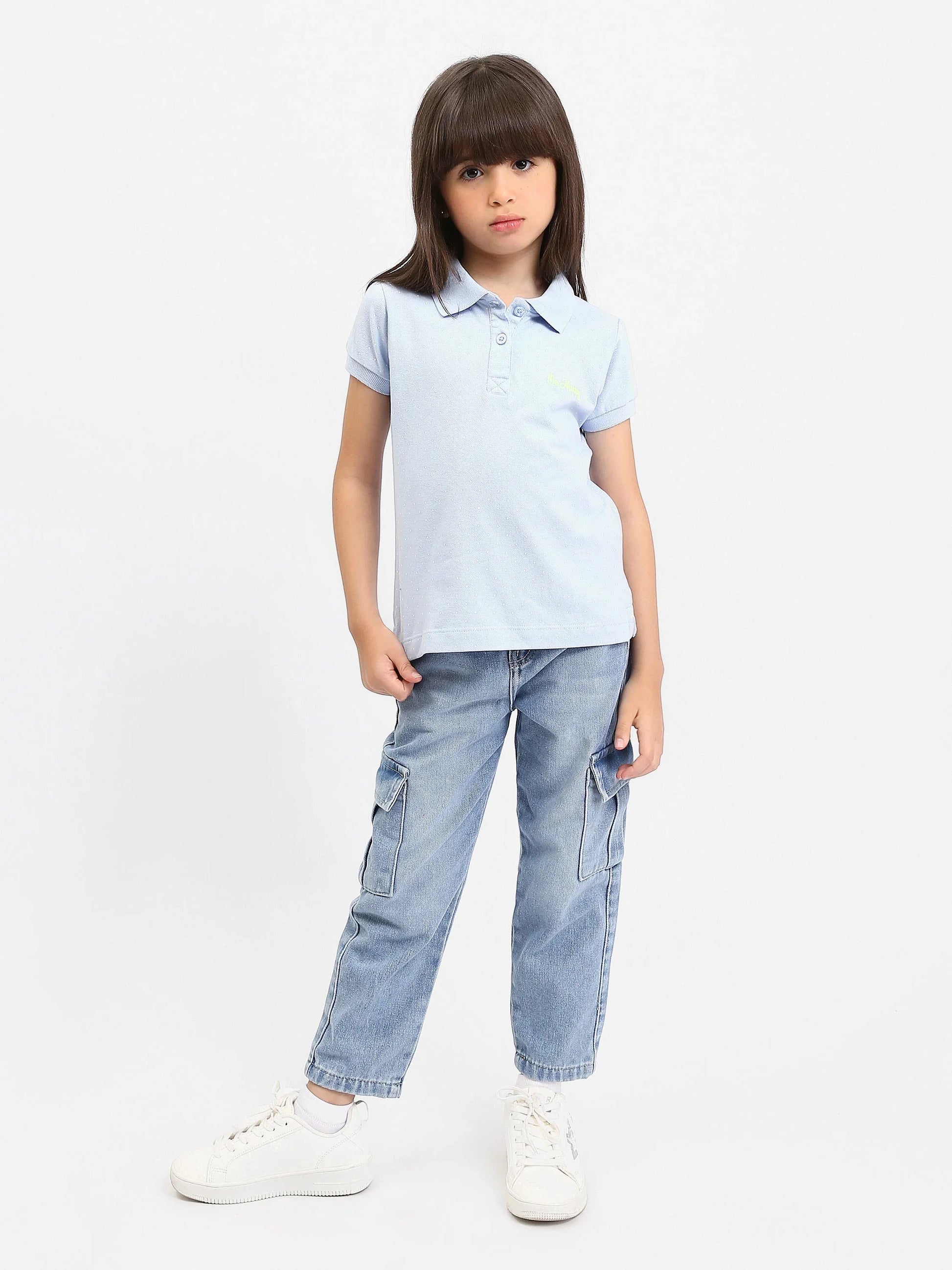 Jean cargo ado fille en denim – coupe droite, poches latérales - JOG25GDBP71449MR1 - Justyol